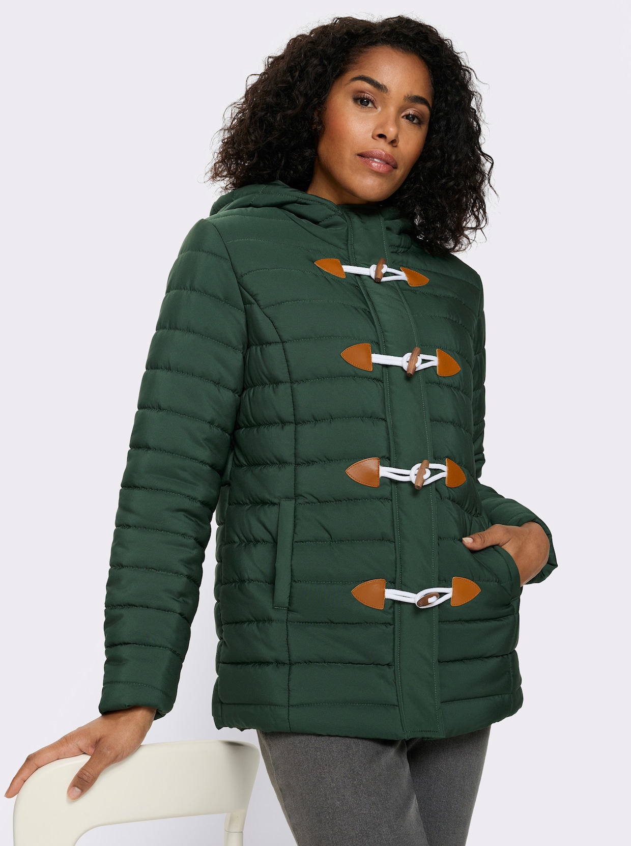 Steppjacke mit Knebelknöpfen - moos