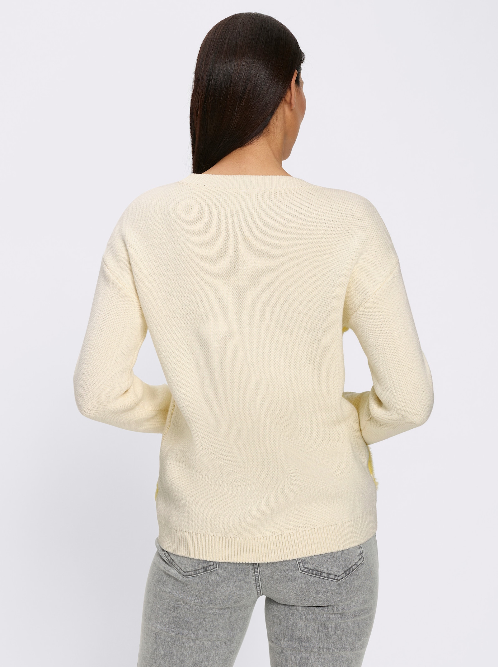 heine Langarm-Pullover Mit Flauschgarn - zitrone-champagner-gemustert