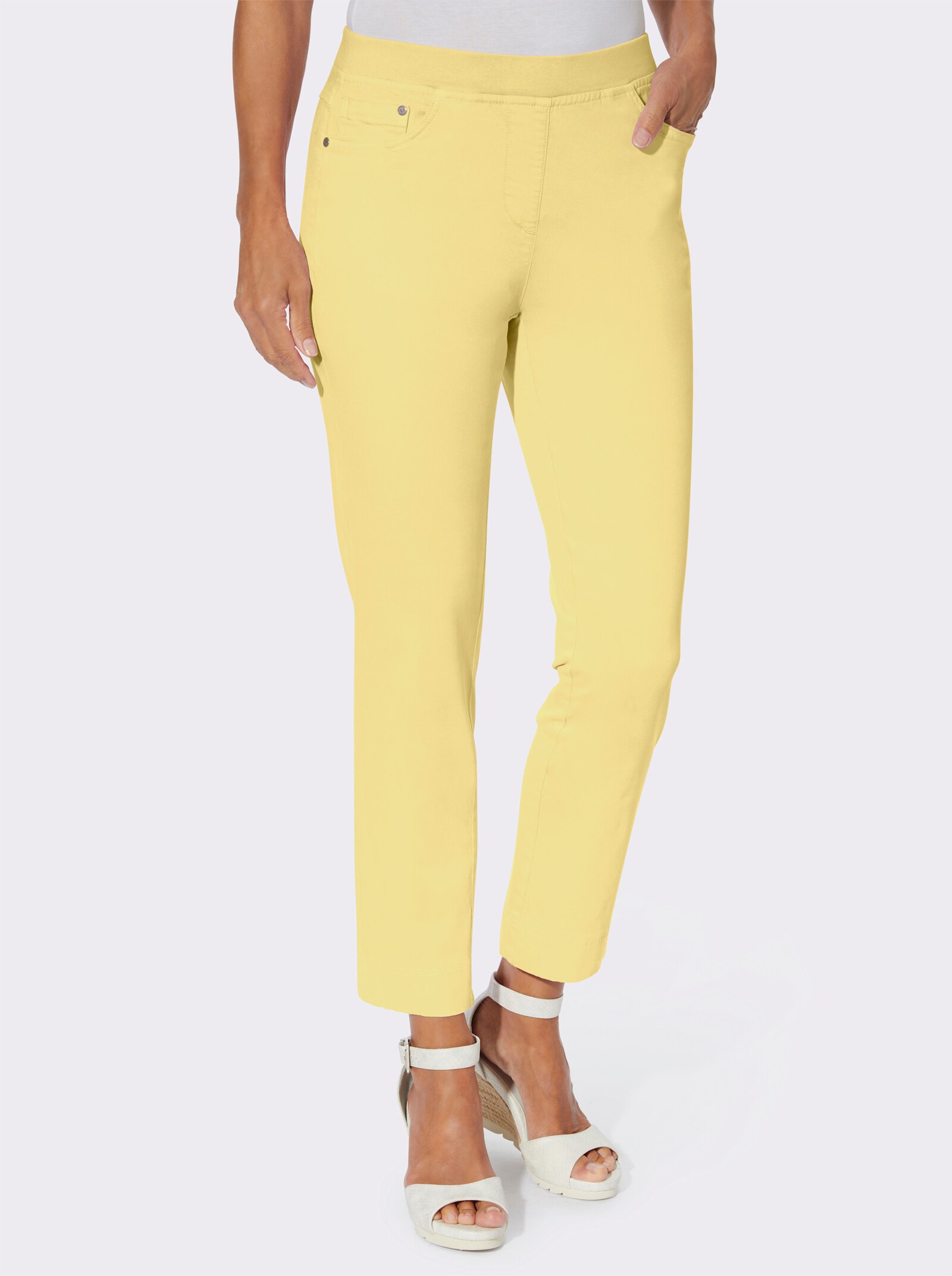 7/8-Jeans mit Jersey-Bund in softer Qualität - zitrone