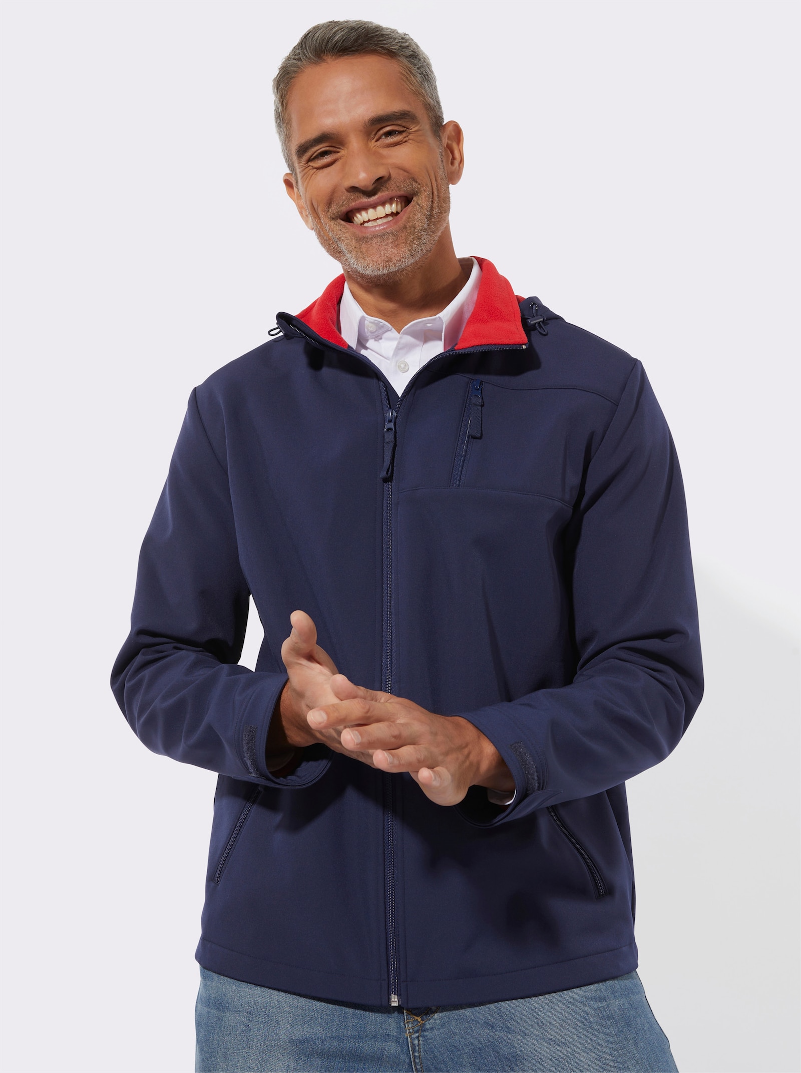 Softshelljacke mit Kapuze - marine