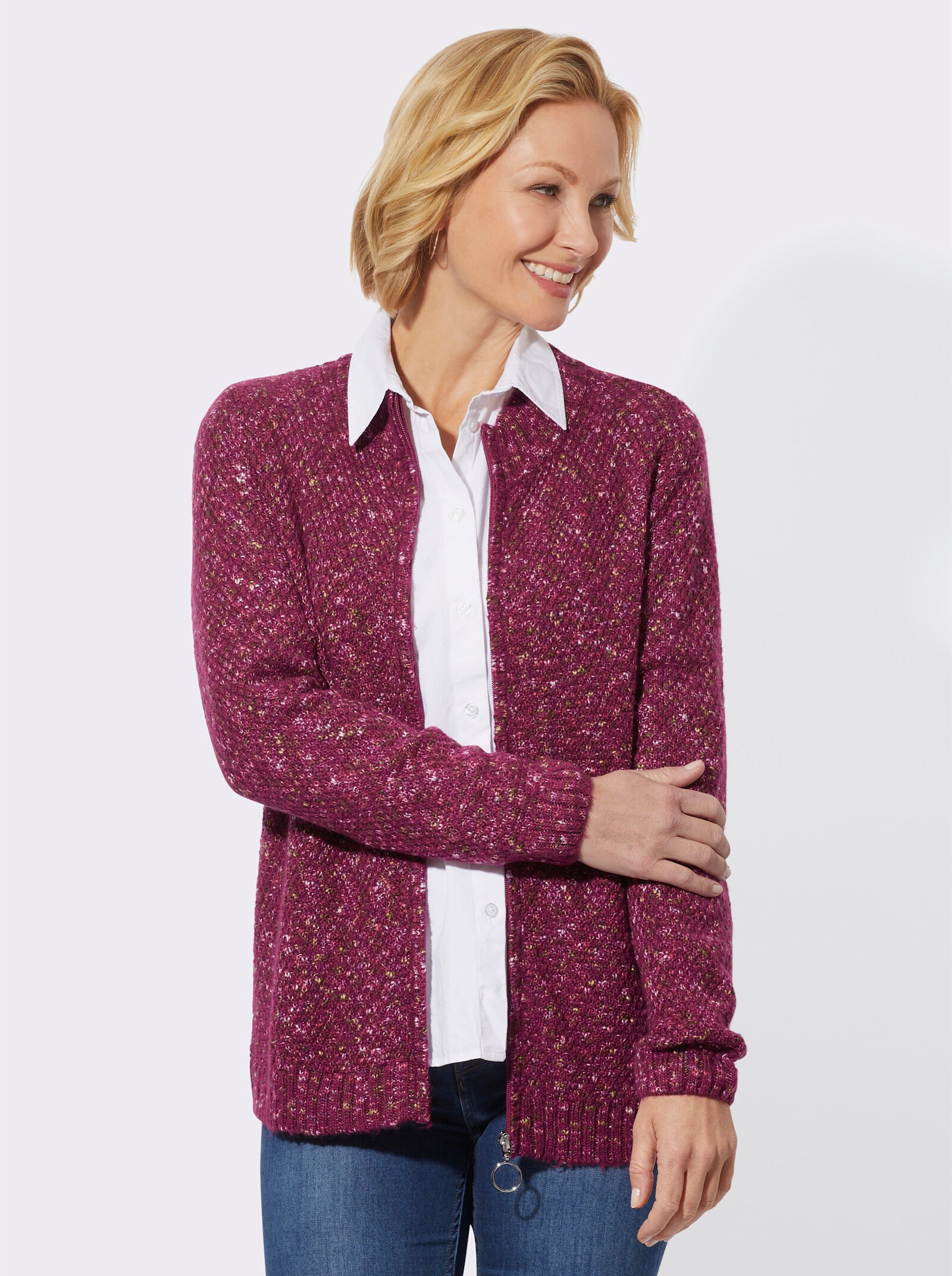 Strickjacke in Melange-Qualität - malve-meliert