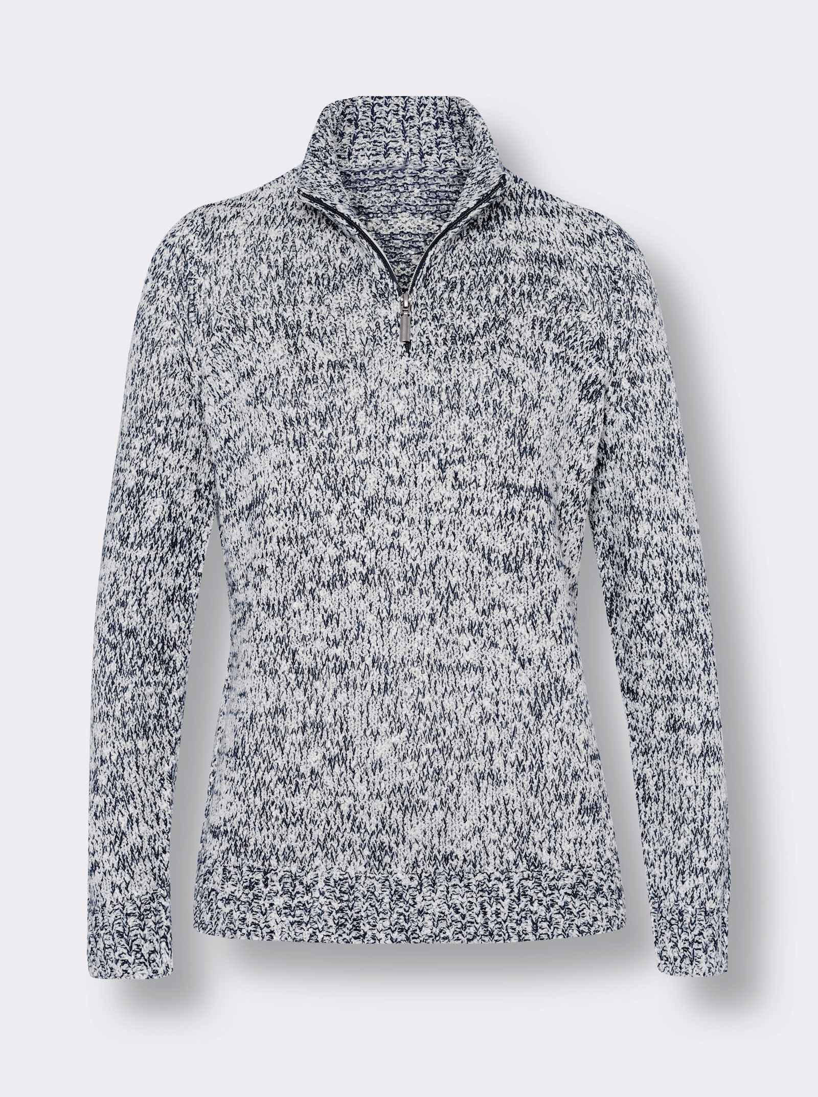 Strickpullover mit Effekt-Garn - marine-meliert