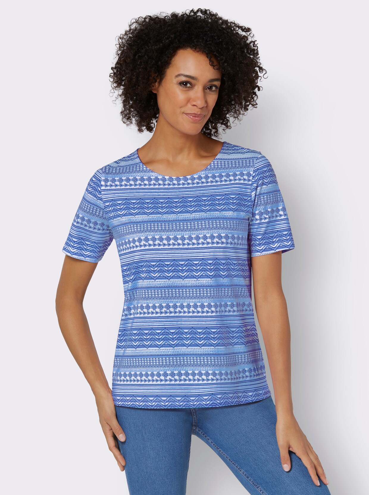 Shirt met korte mouwen - koningsblauw gedessineerd