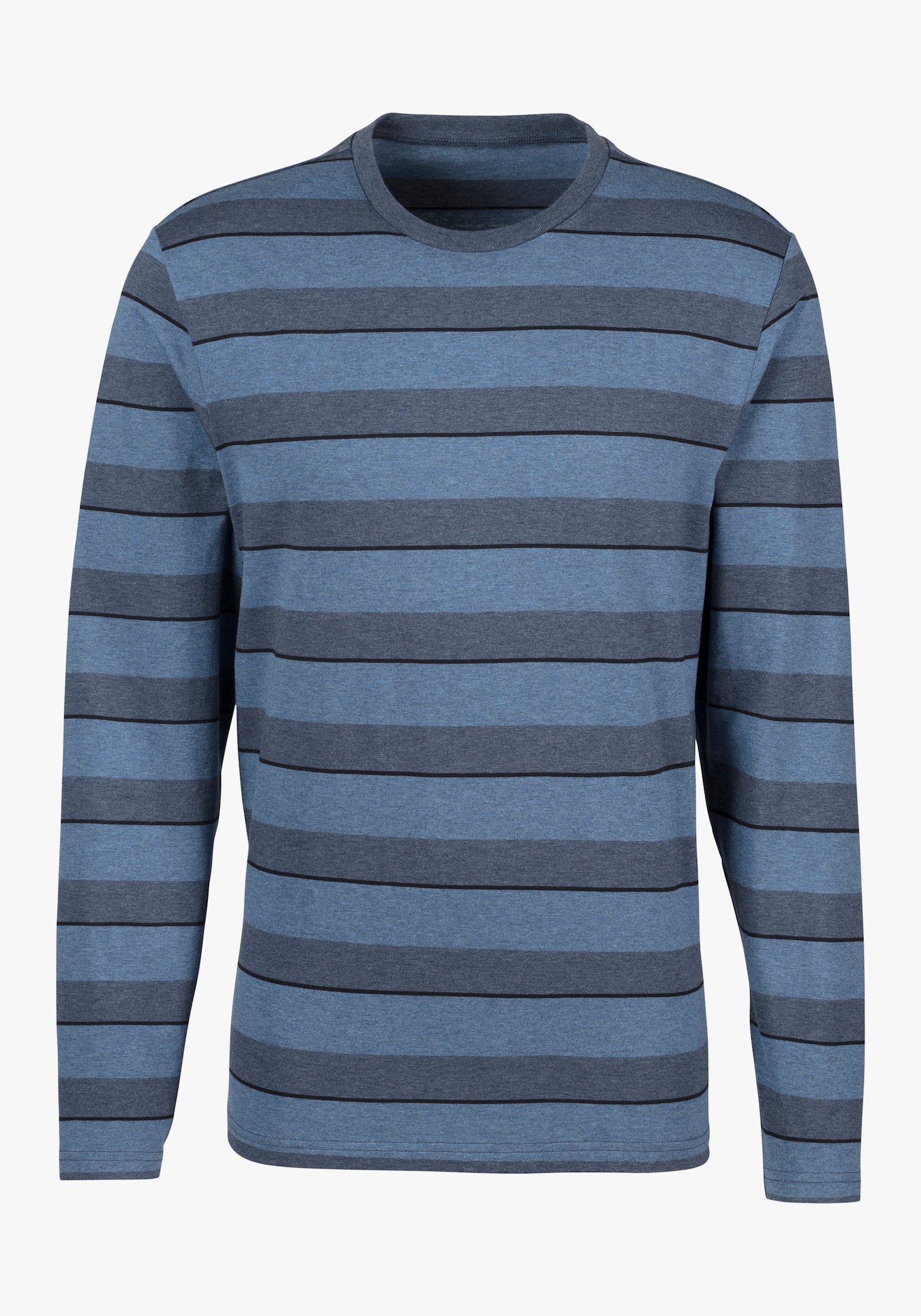 H.I.S Pyjama - blau-meliert-gestreift, schwarz