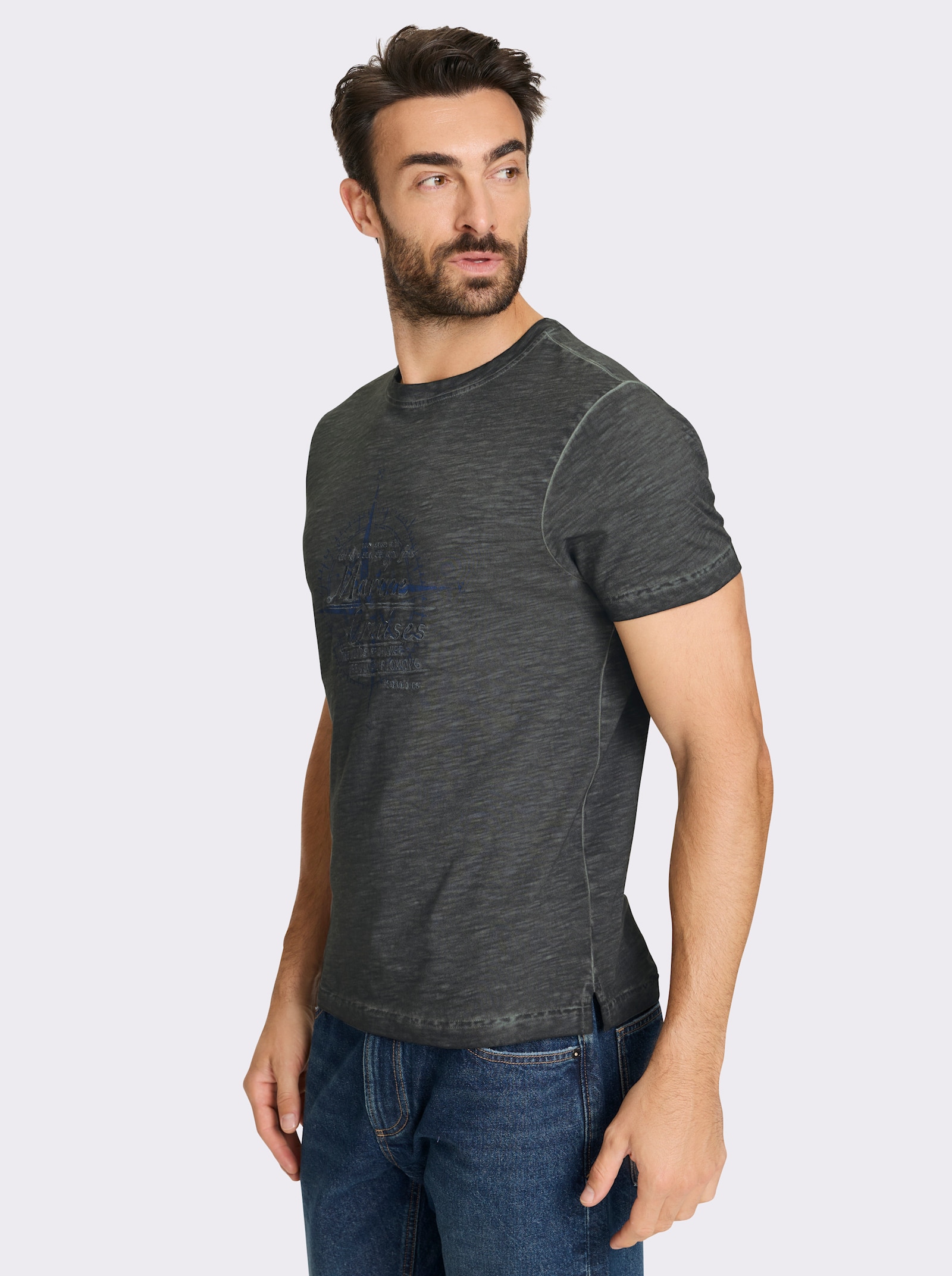 Marco Donati T-Shirt im Used-Look - graphit-bedruckt