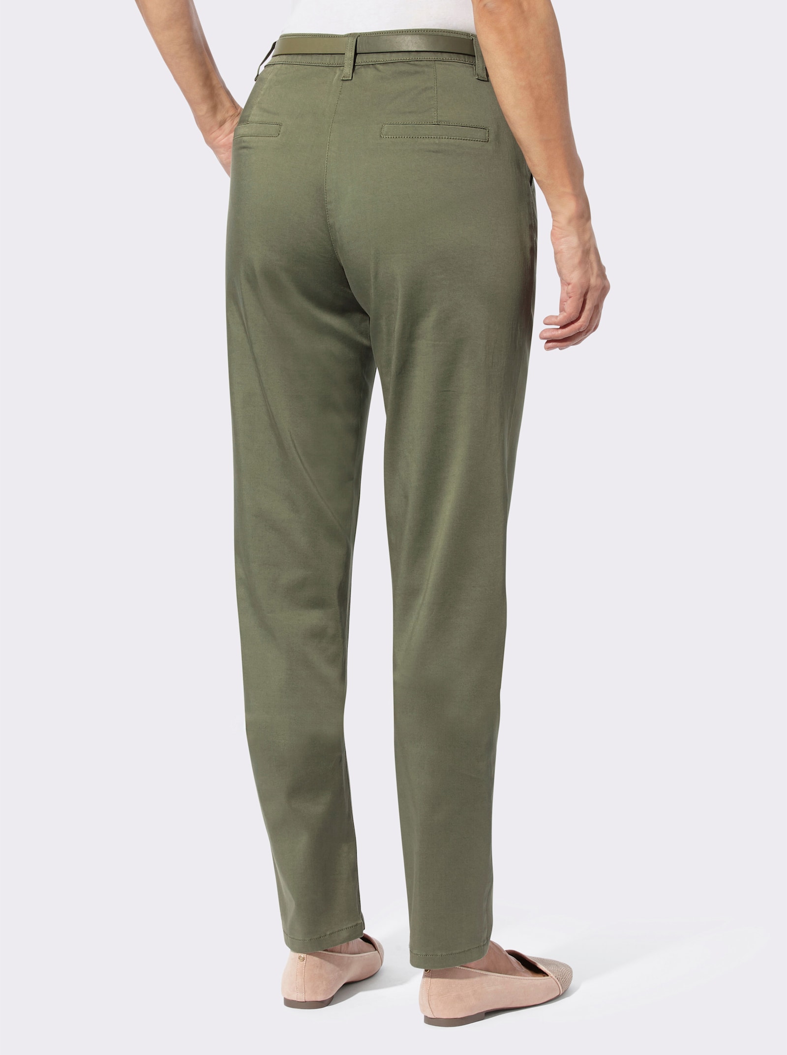 Chinohose inklusive Gürtel - khaki