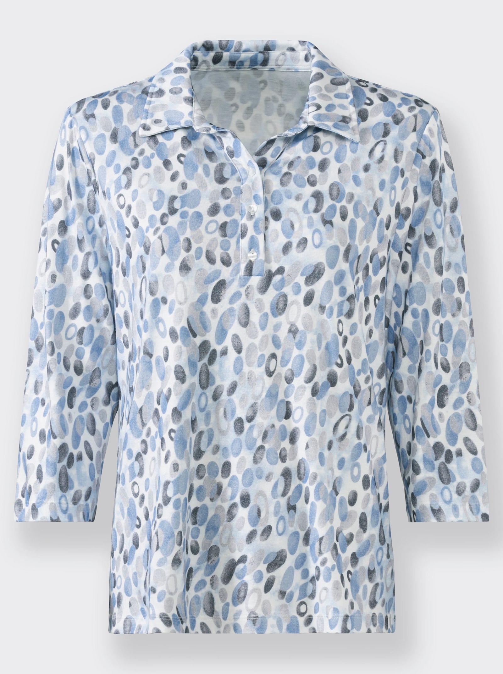 Poloshirt mit Bio-Baumwolle - eisblau-steingrau-bedruckt