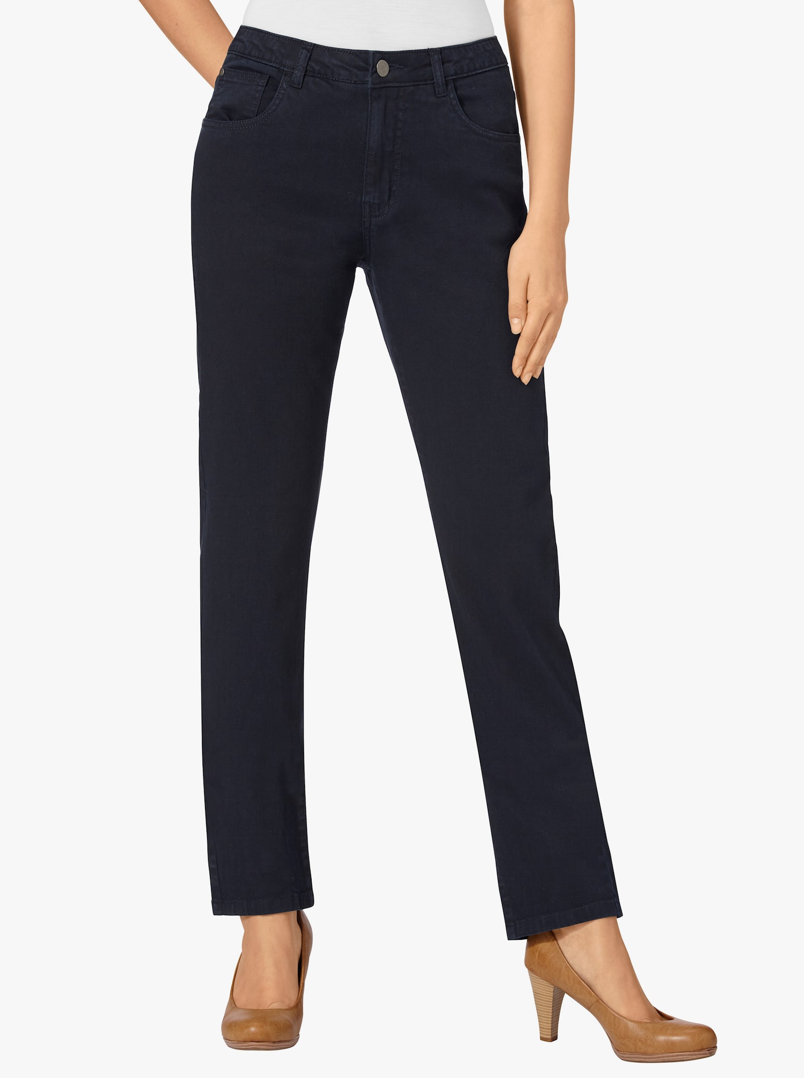 5-Pocket-Jeans mit bestickten Gesässtaschen - marine