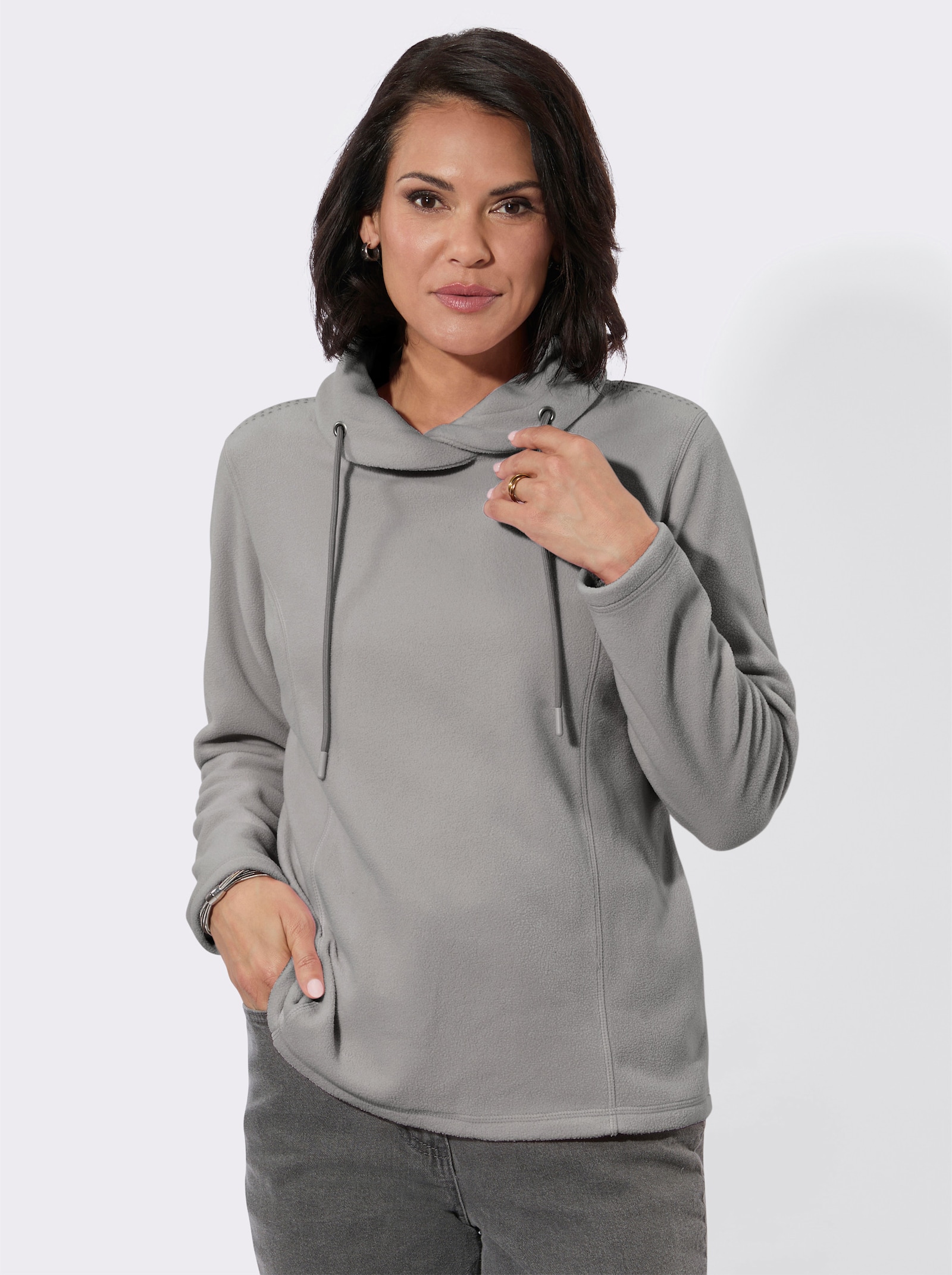Fleeceshirt mit Antipilling-Ausrüstung - grau-meliert
