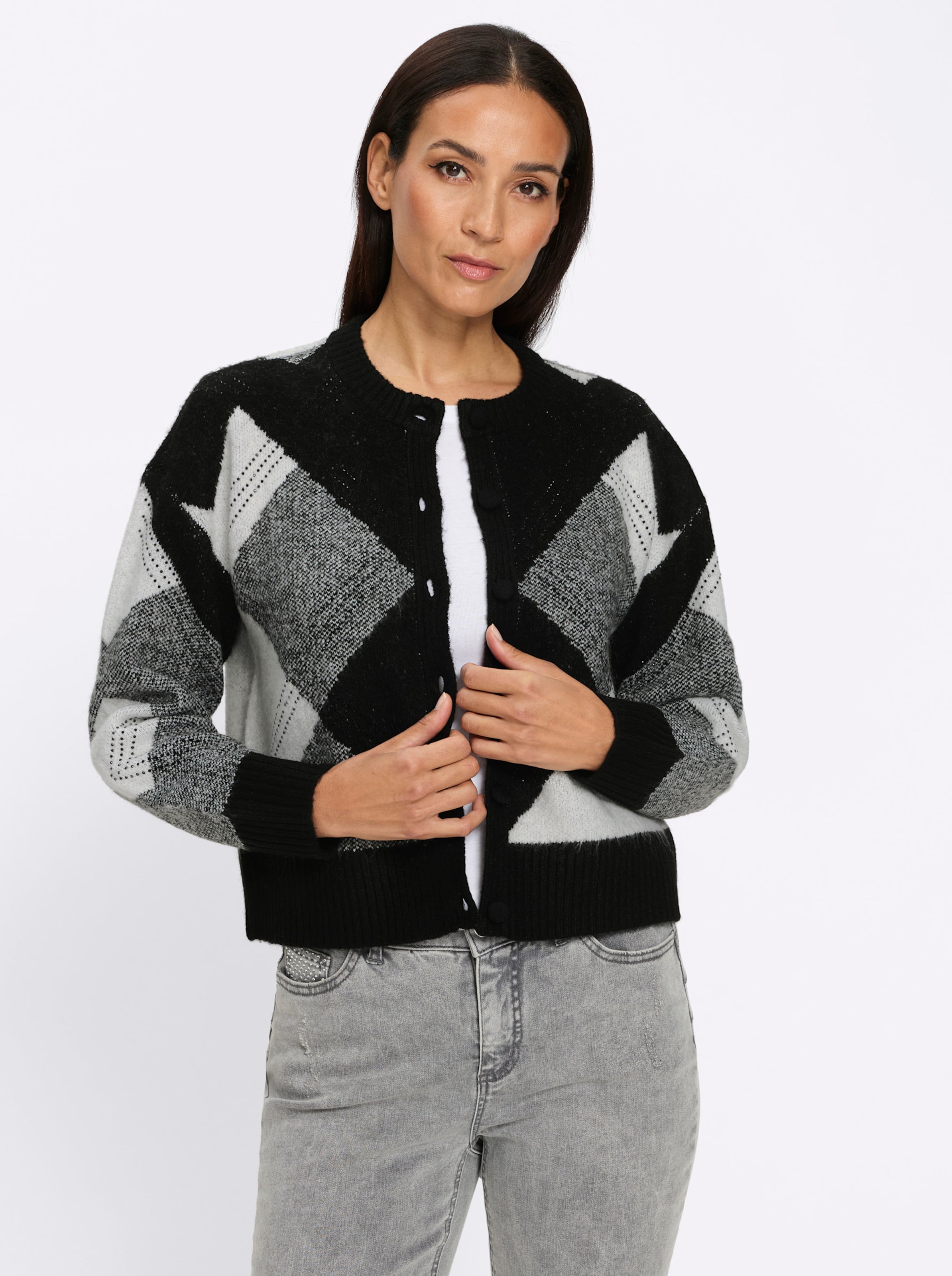 Jacquardstrickjacke