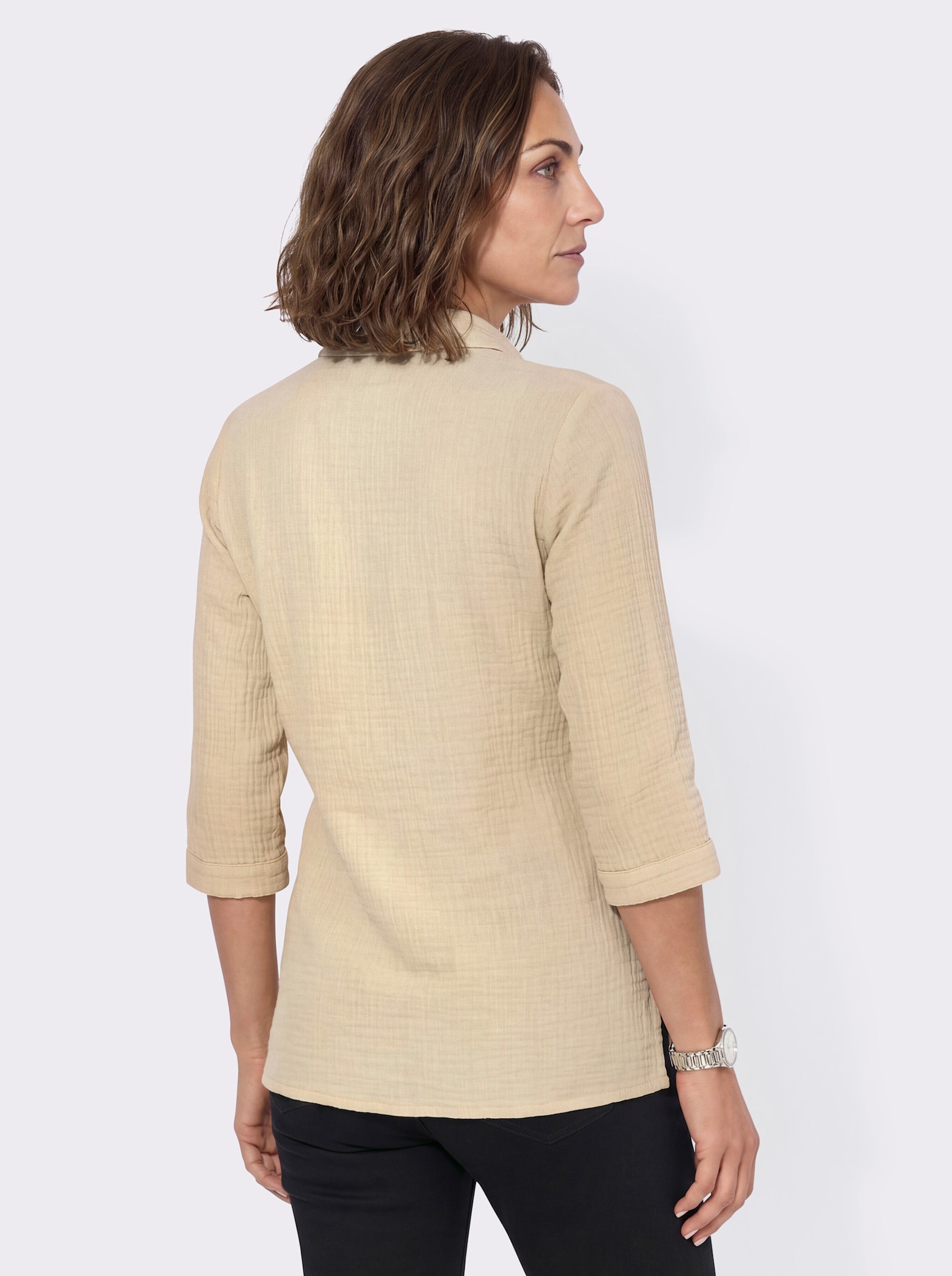 Blusenjacke mit Krempelärmeln - sand