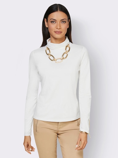 Rollkragenshirt mit Reißverschlüssen - ecru