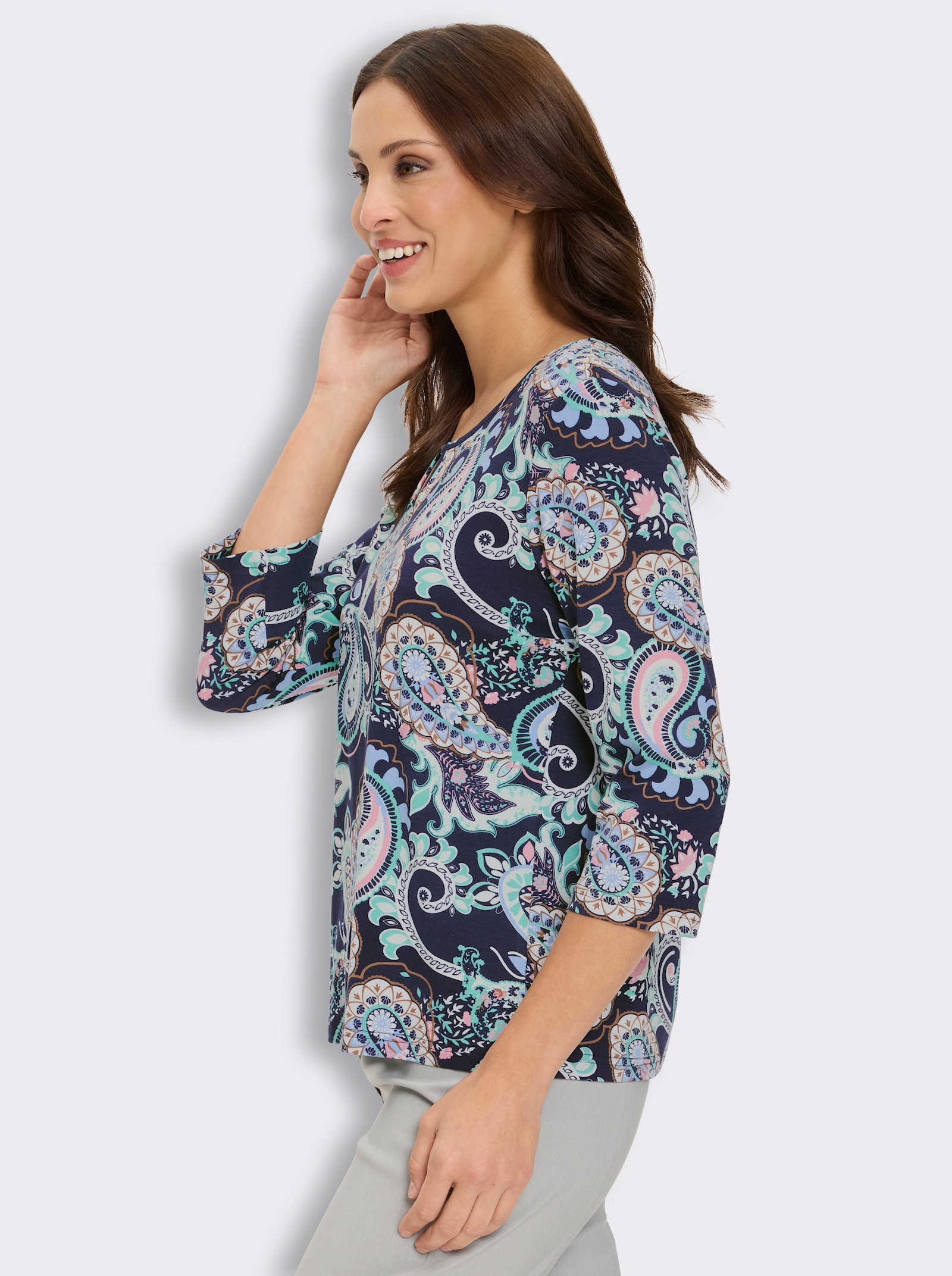 3/4-Arm-Shirt im Paisley-Dessin - marine-bedruckt