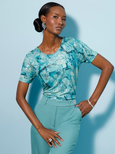 Kurzarmshirt aus feinem Single-Jersey - topas-bedruckt