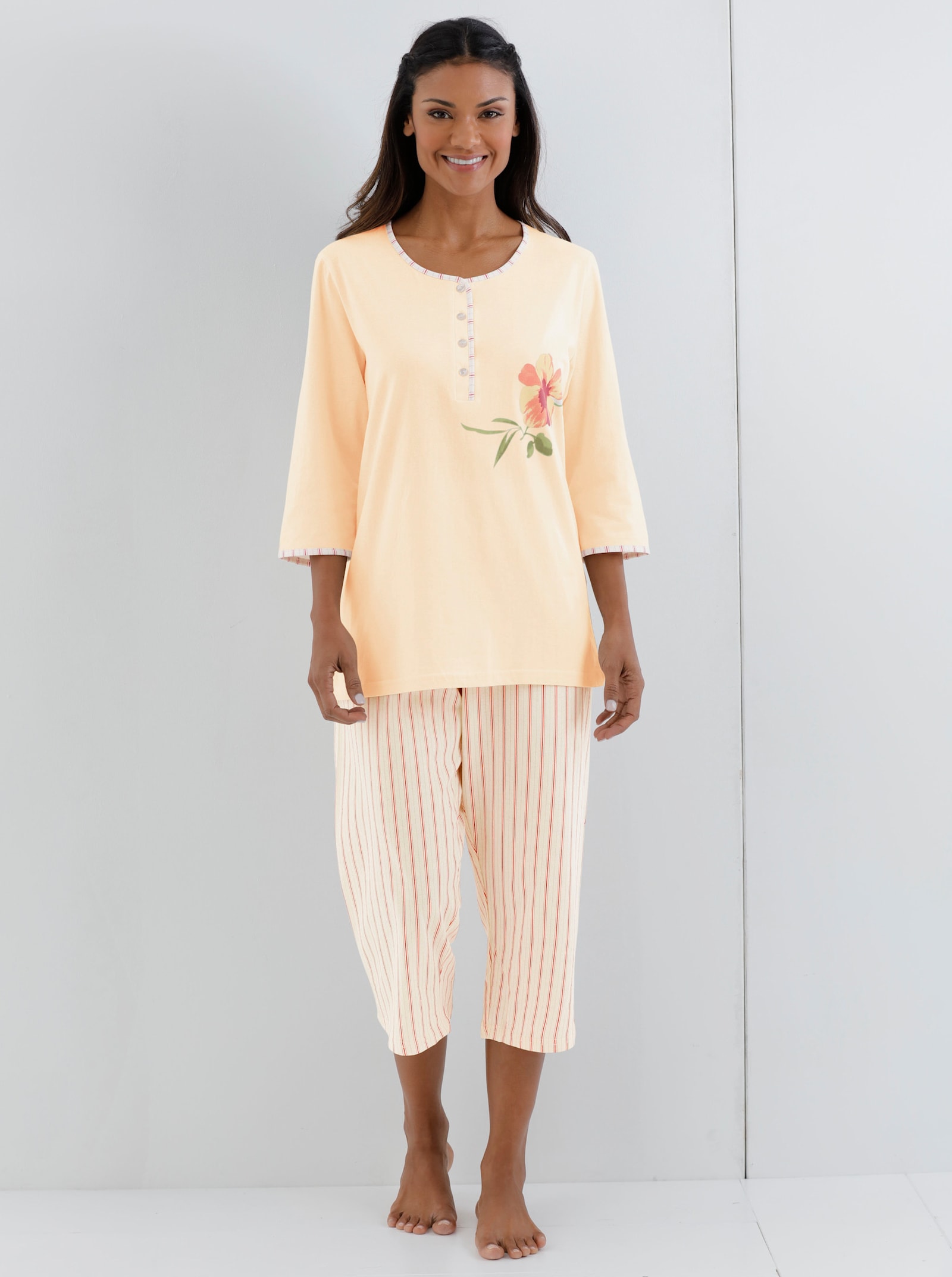 Ascafa Schlafanzüge im Doppelpack, Baumwolle - apricot + lind