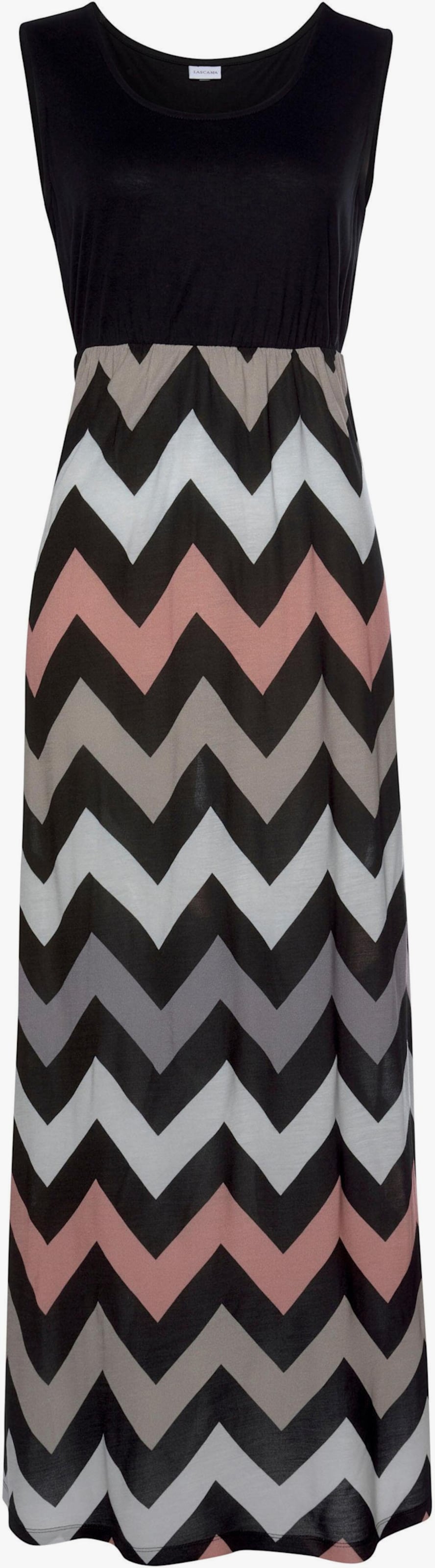 LASCANA Maxi-jurk - zwart/roze/crème/taupe