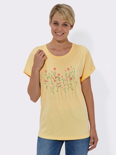 Rundhalsshirt mit Blüten-Dessin - zitrone-bedruckt