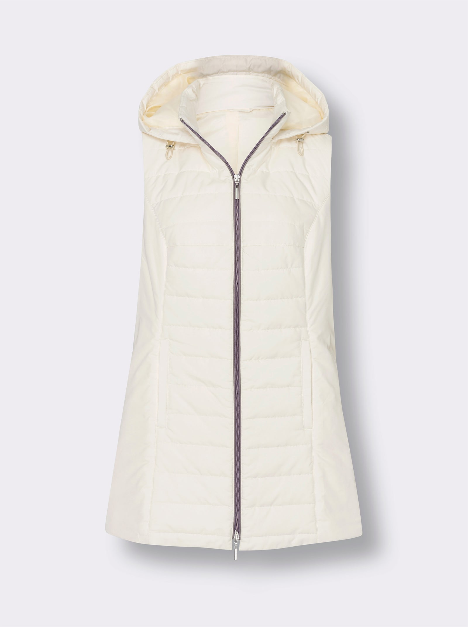Longweste mit Kapuze - champagner