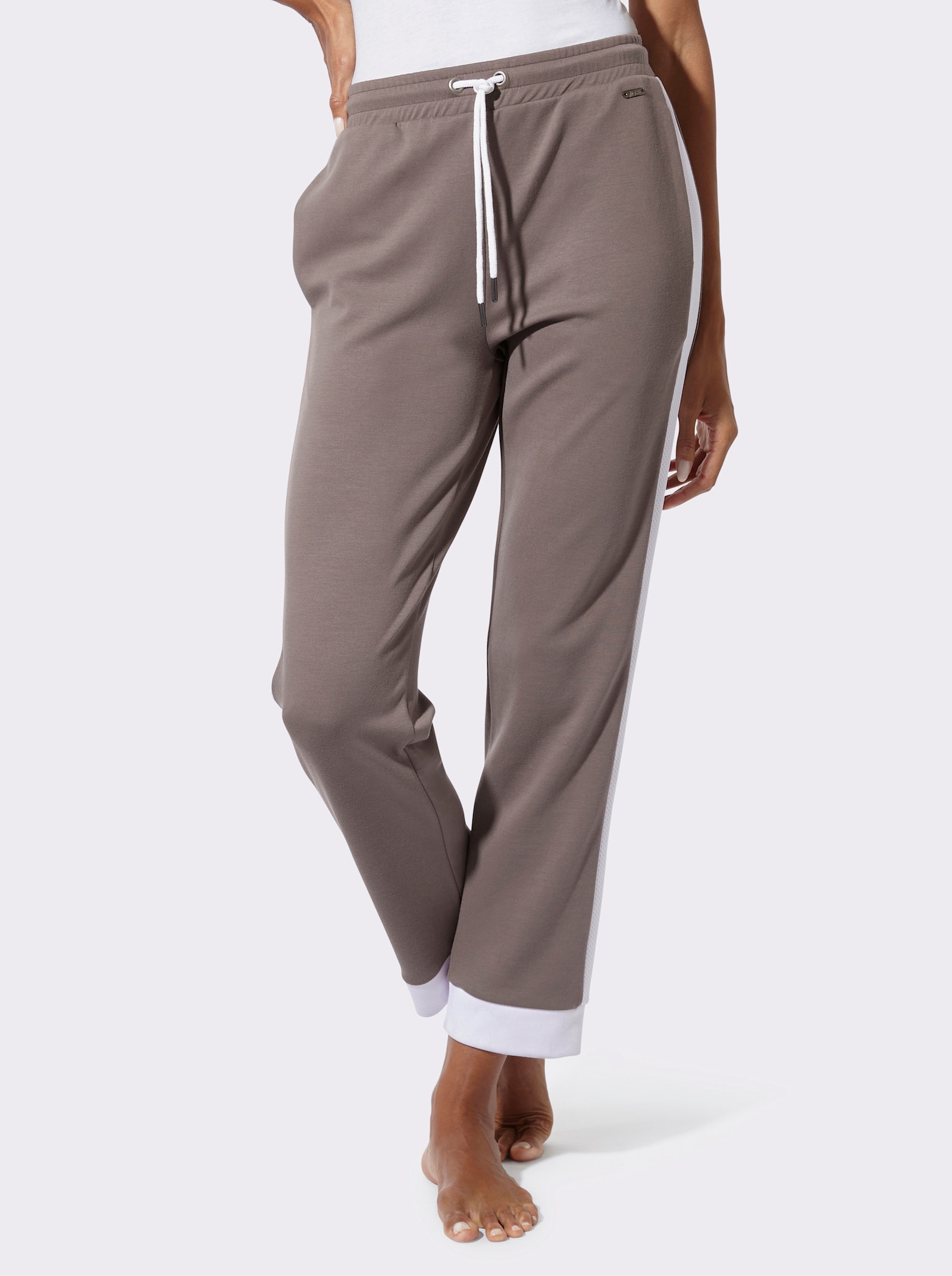 feel good Dehnbund-Hose - dunkeltaupe-ecru