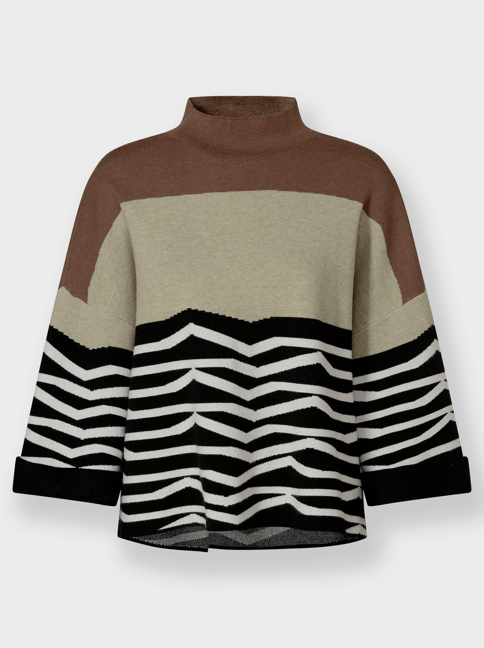 heine Pull en tricot avec mélange de motifs - sable-noir à motifs
