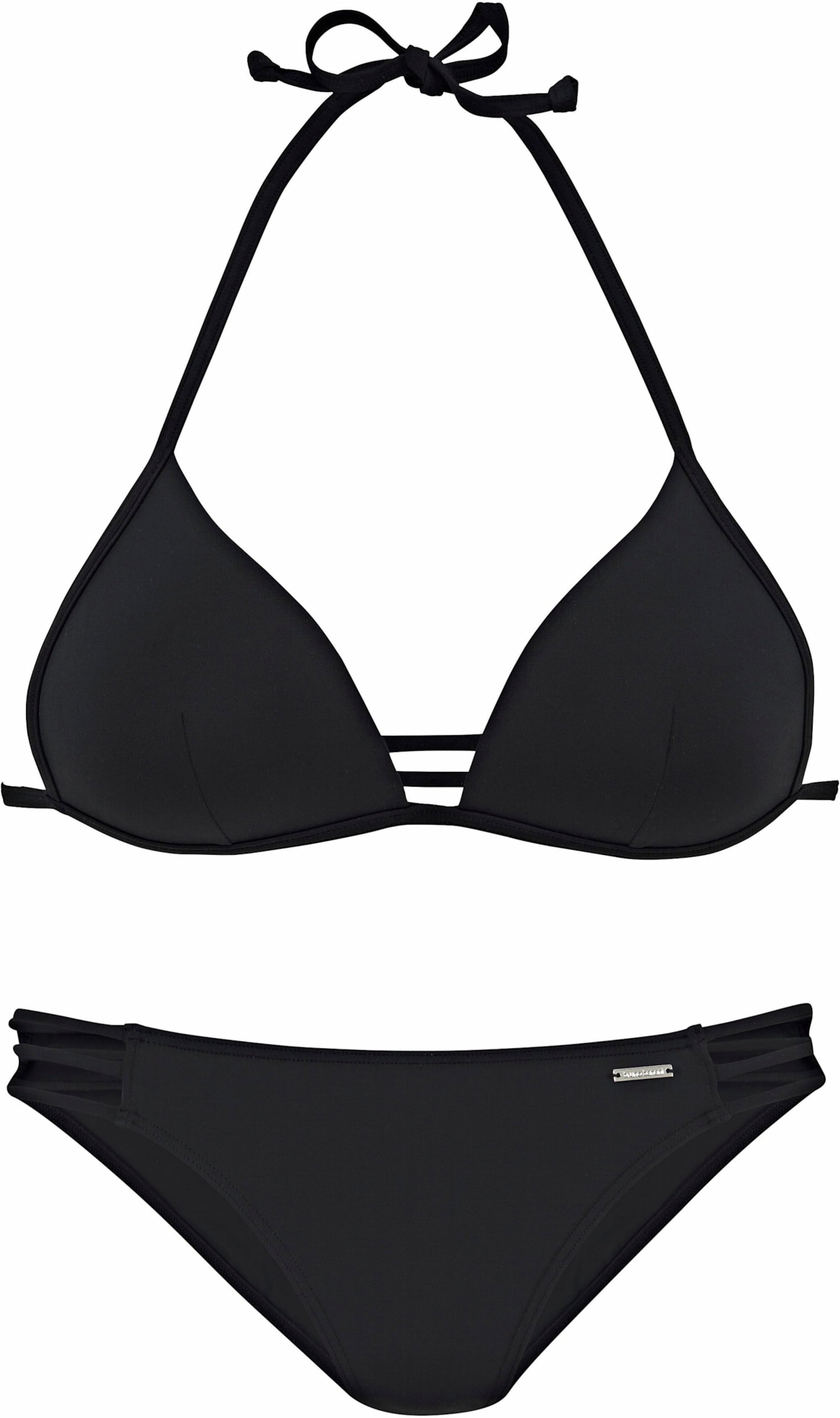 Up Bikini günstig Kaufen-Triangel-Bikini in schwarz von Bruno Banani. Triangel-Bikini in schwarz von Bruno Banani <![CDATA[Stylischer Look in 3 angesagten Unifarben. Eingearbeitete Softcups mit integrierter Verstärkung. Hose mit seitlichen Bändern.]]>. 