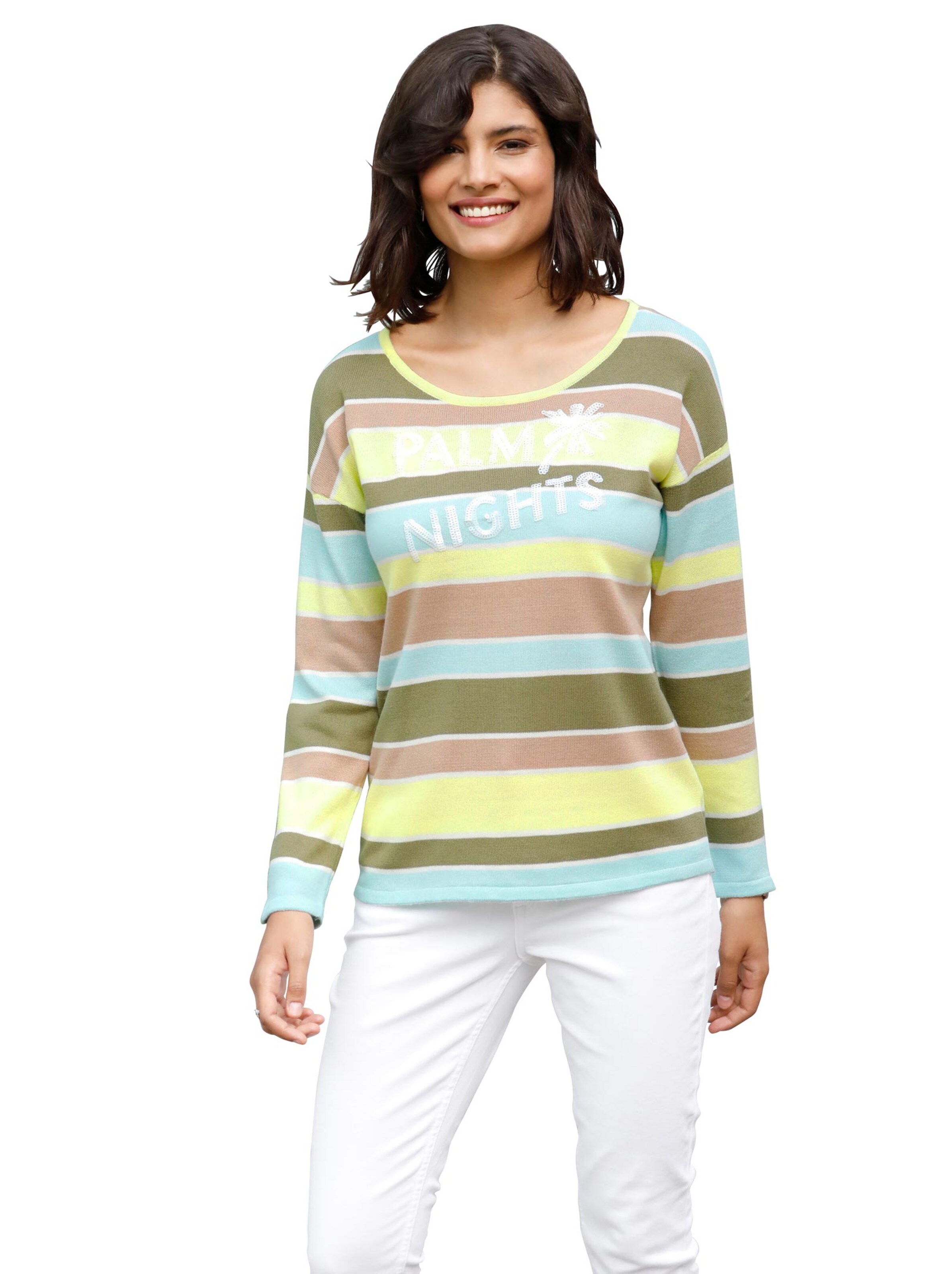 Pullover - pistazie-geringelt