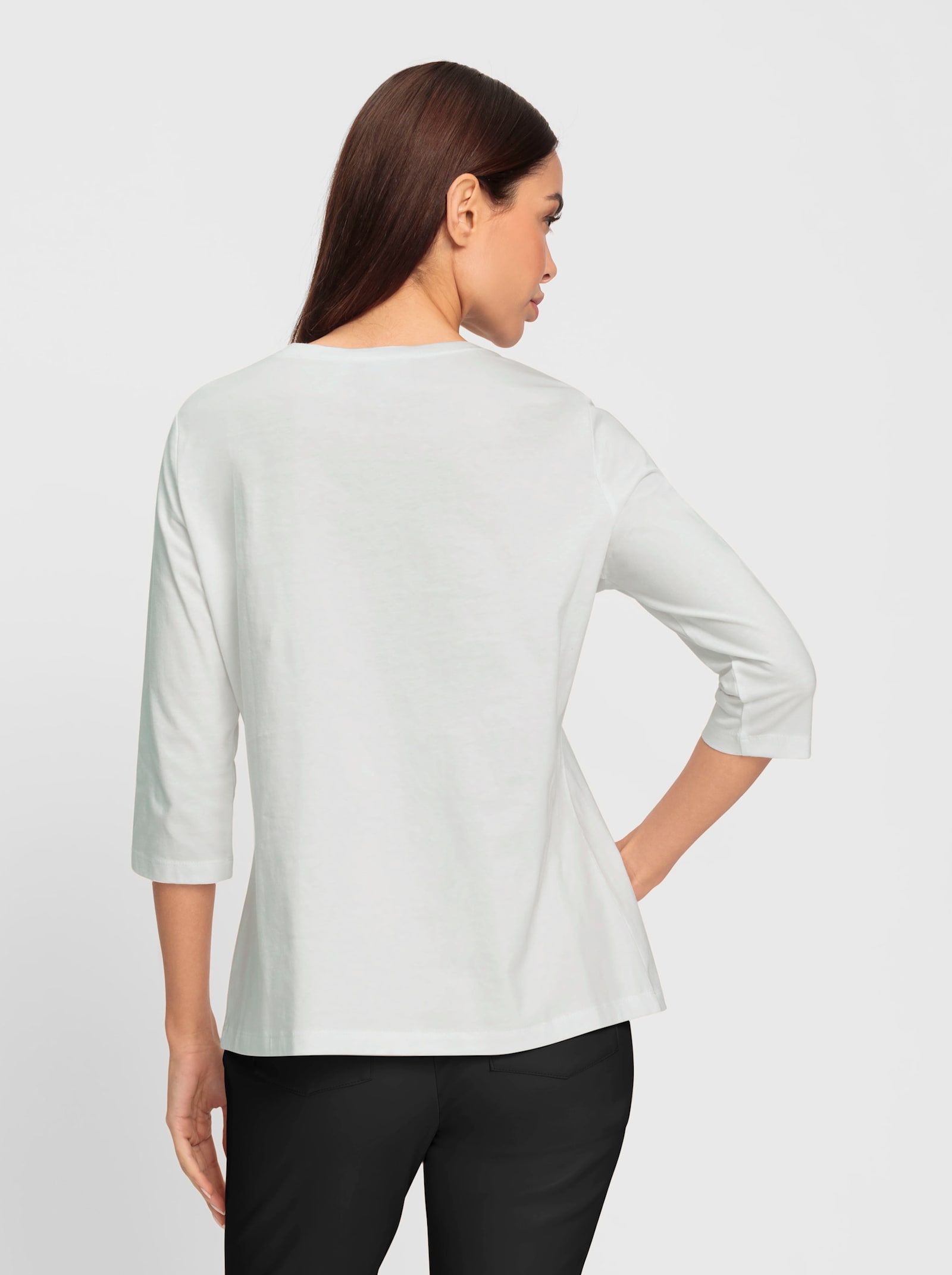 heine 3/4-Arm-Shirt mit Stickerei - weiss