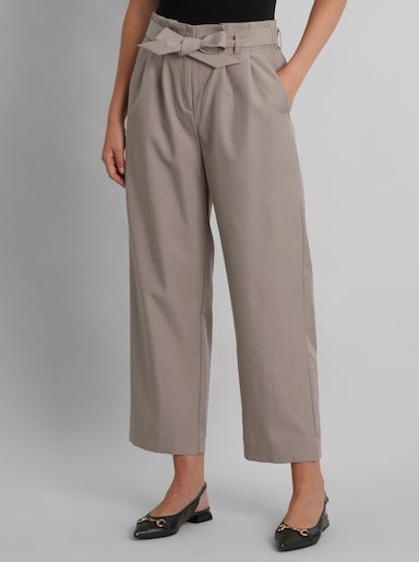 heine Paperbag-Hose mit Bindegürtel - taupe