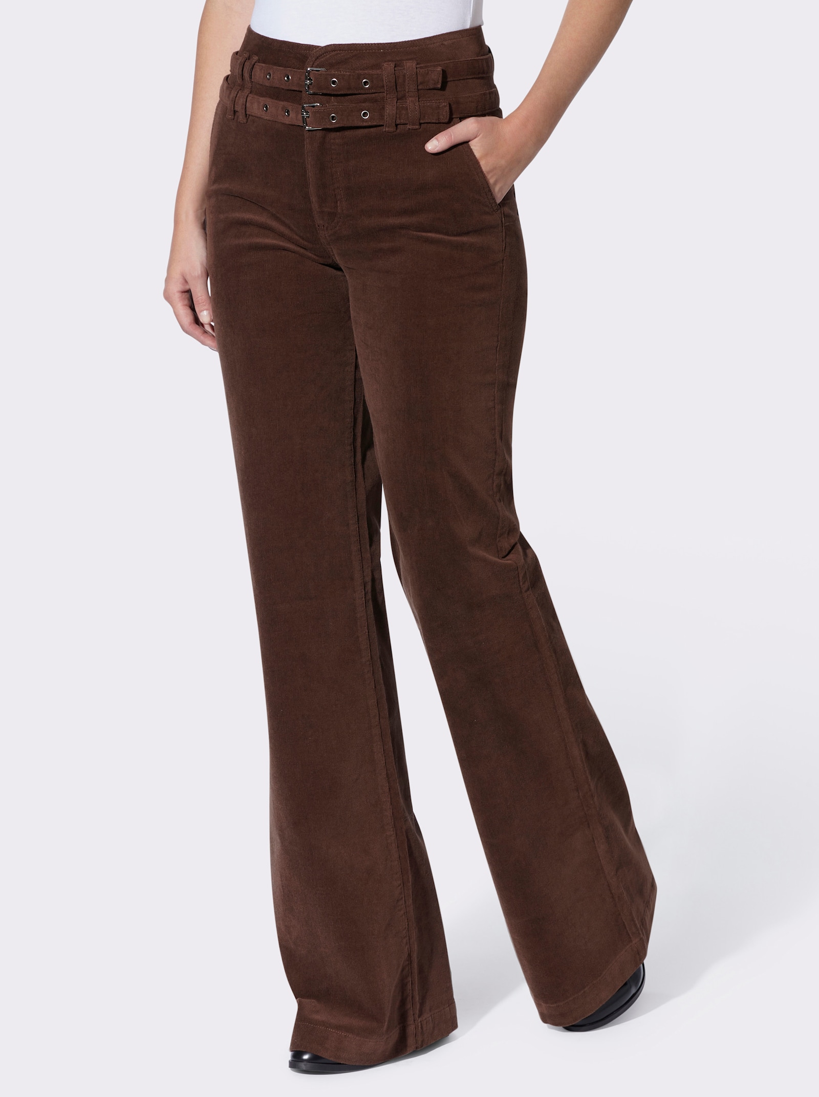 heine Cordhose mit hohem Bund - schoko