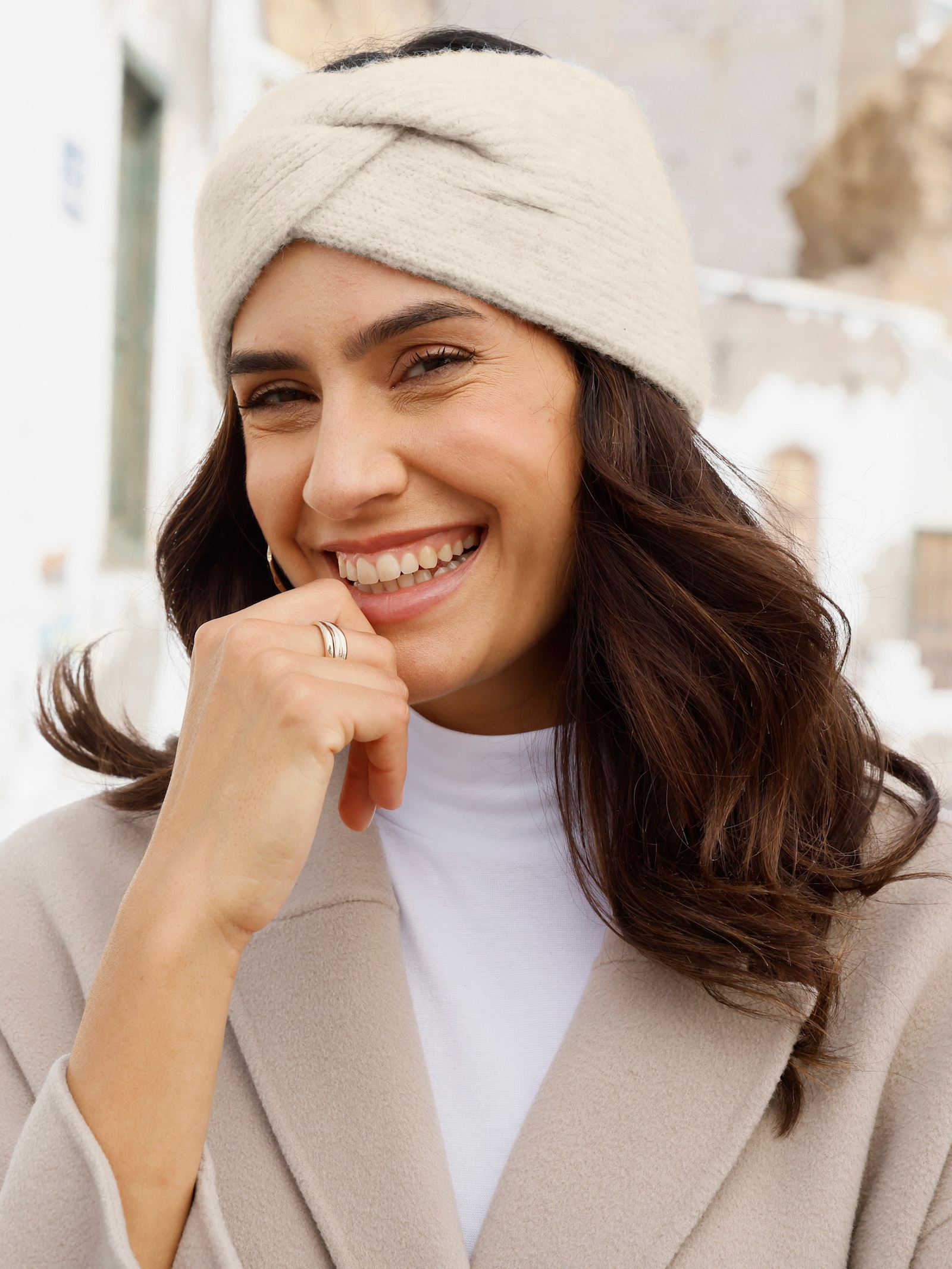 Stirnband mit Knoten - beige