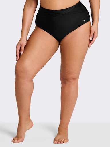 sheego Badehose mit Wickel-Detail und Shaping-Effekt - schwarz