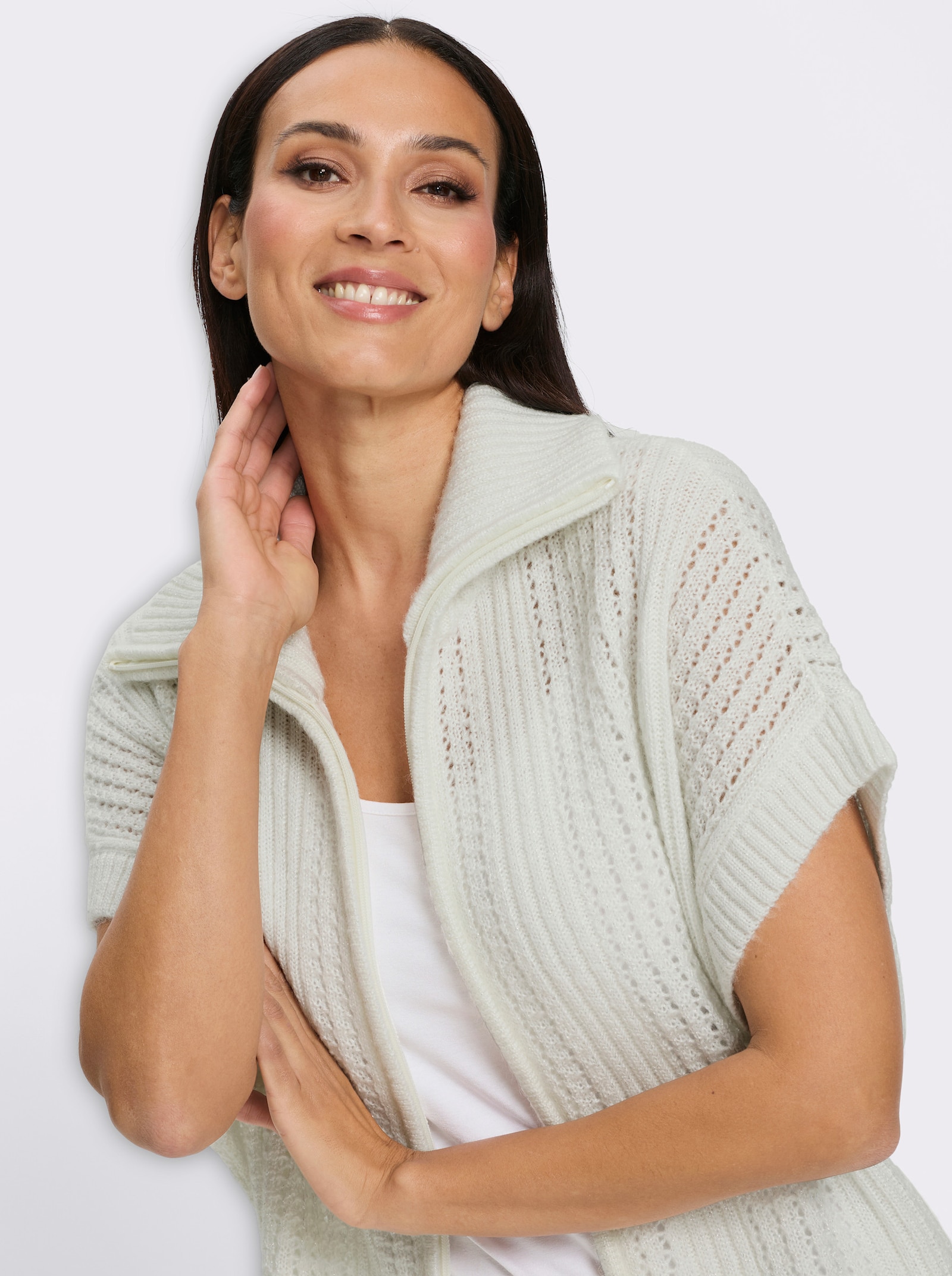 heine Strickjacke mit Fledermausärmel, kurz - ecru