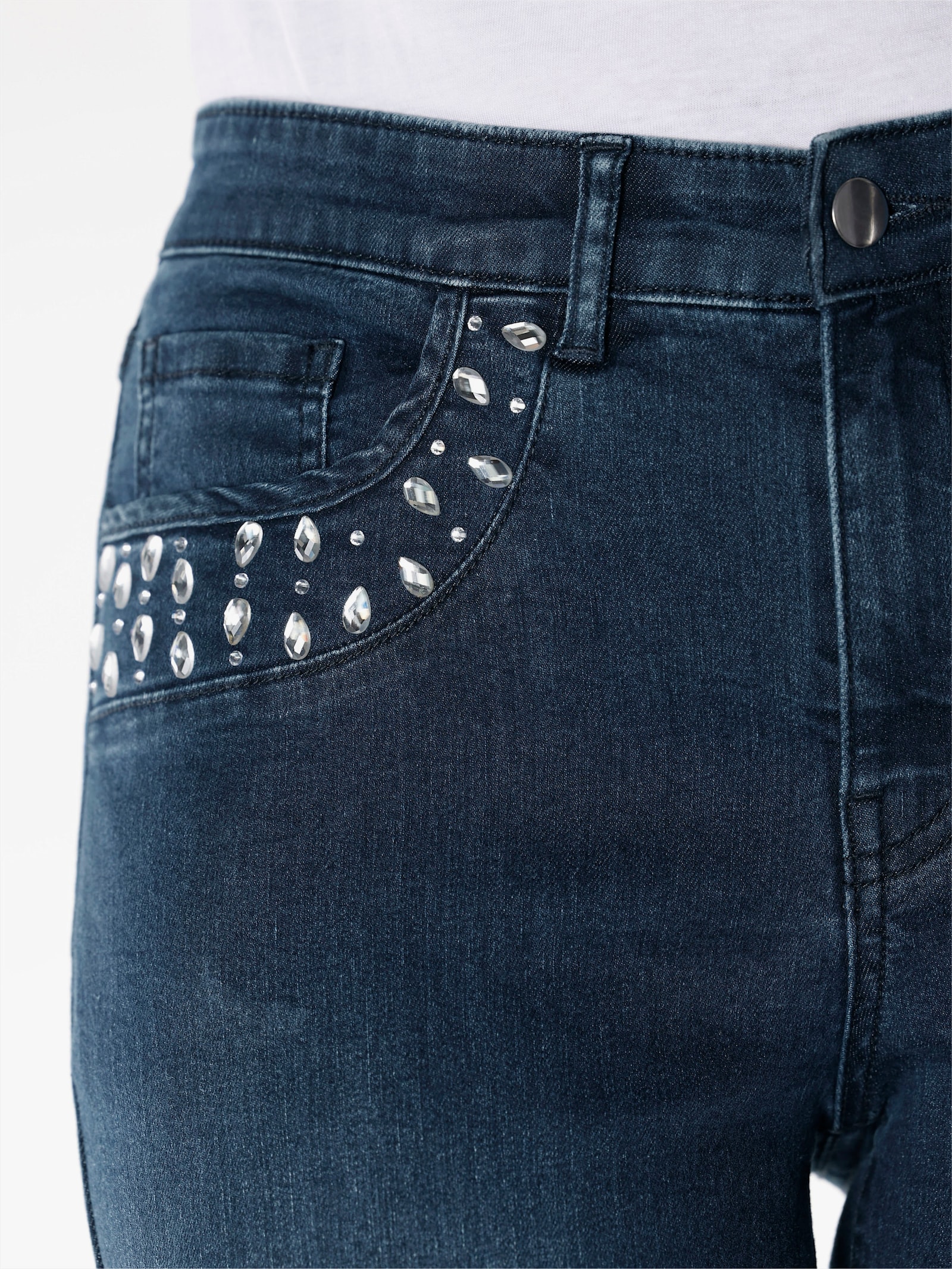 Jeans mit Glitzersteinchen - blue-stone-washed