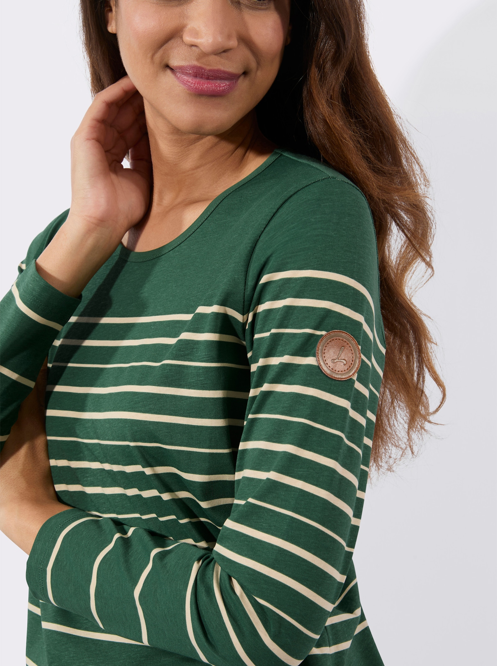 Langarmshirt mit Ringelmuster - moos-sand-geringelt