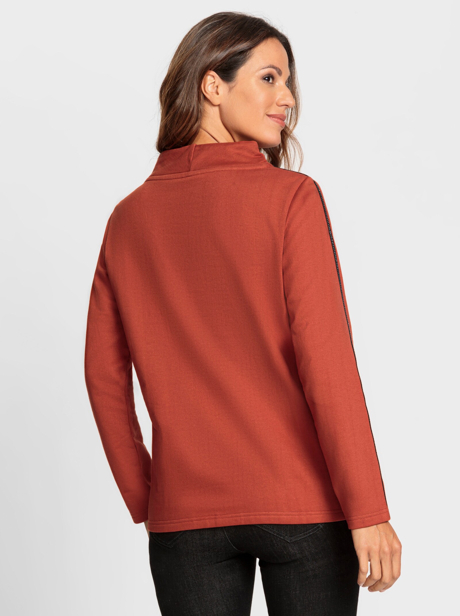 Sweatshirt met glitterdetails - roestrood