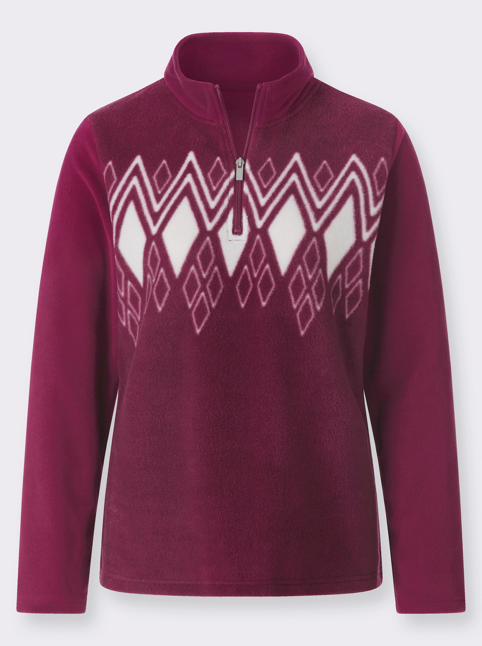 Fleeceshirt mit Norwegermuster - malve-ecru