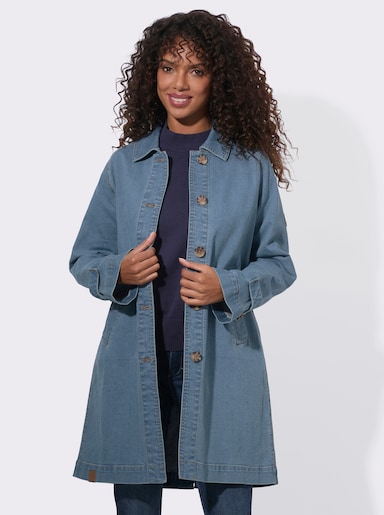Kurzmantel aus weichem Denim - blue-bleached