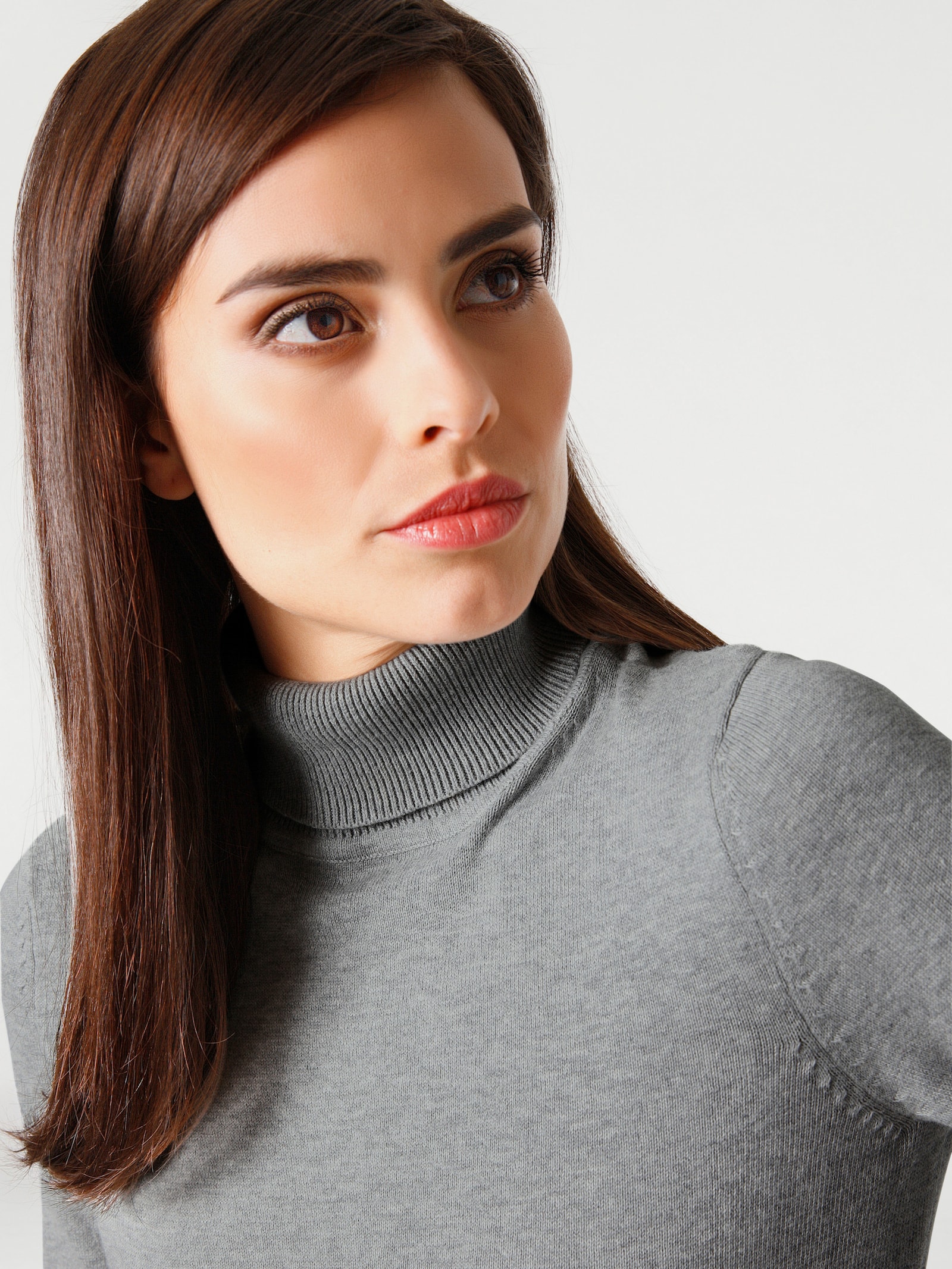 heine Rollkragenpullover in Feinstrick-Qualität - grau-melange