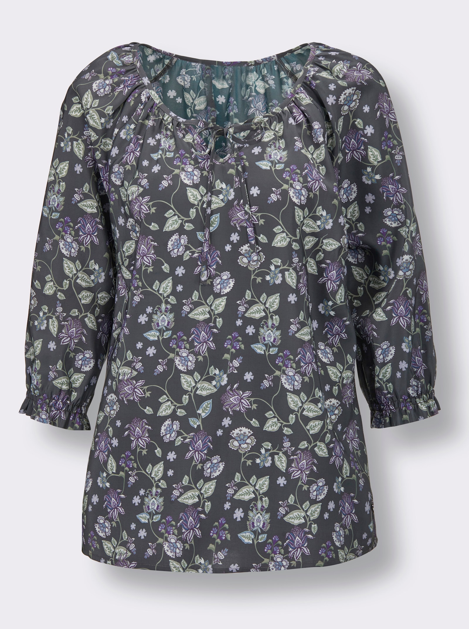 CREATION L PREMIUM Shirt met print in lichte A-lijn - grafiet/lila bedrukt