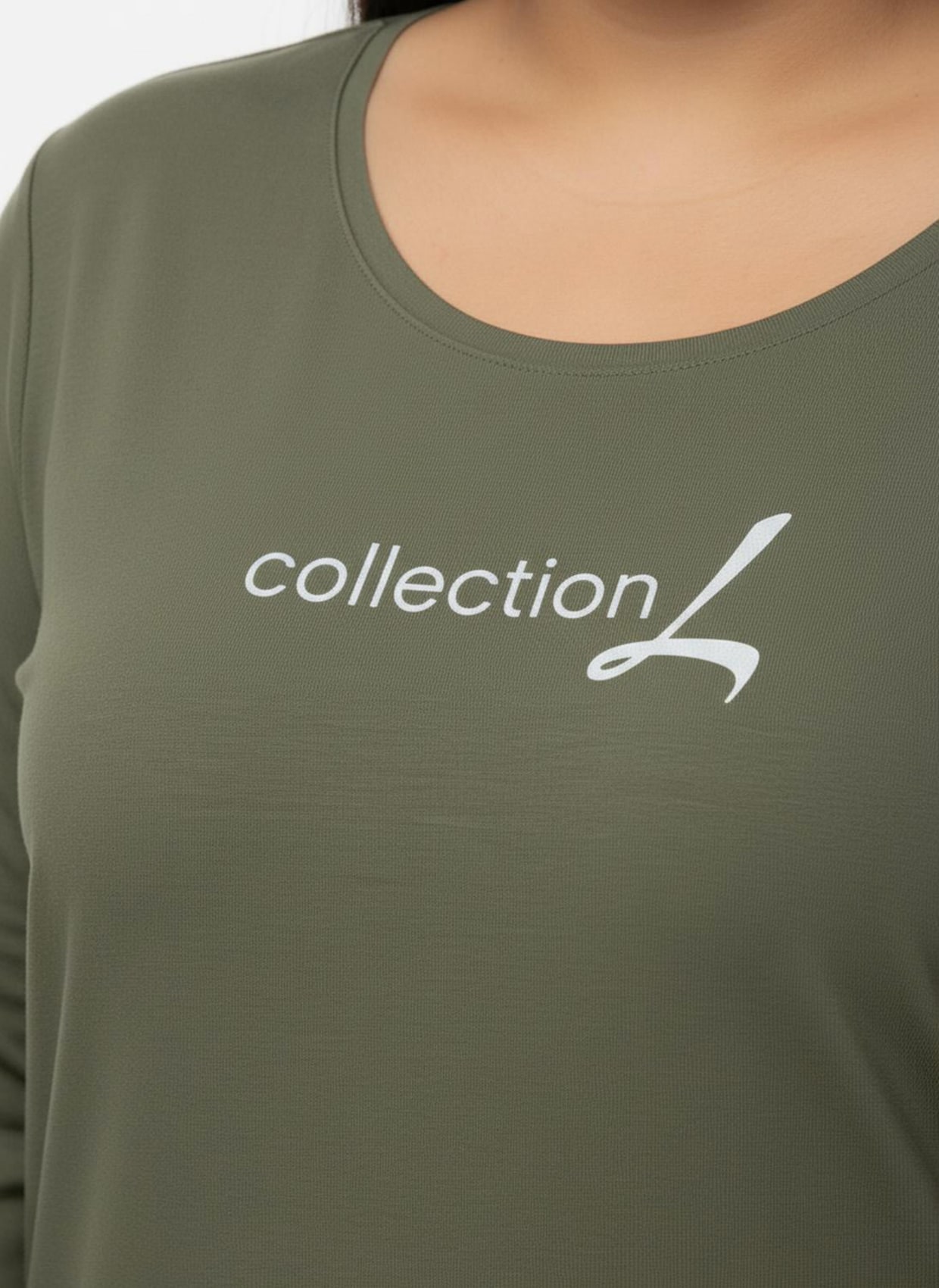 Langarmshirt mit Schriftzug - khaki