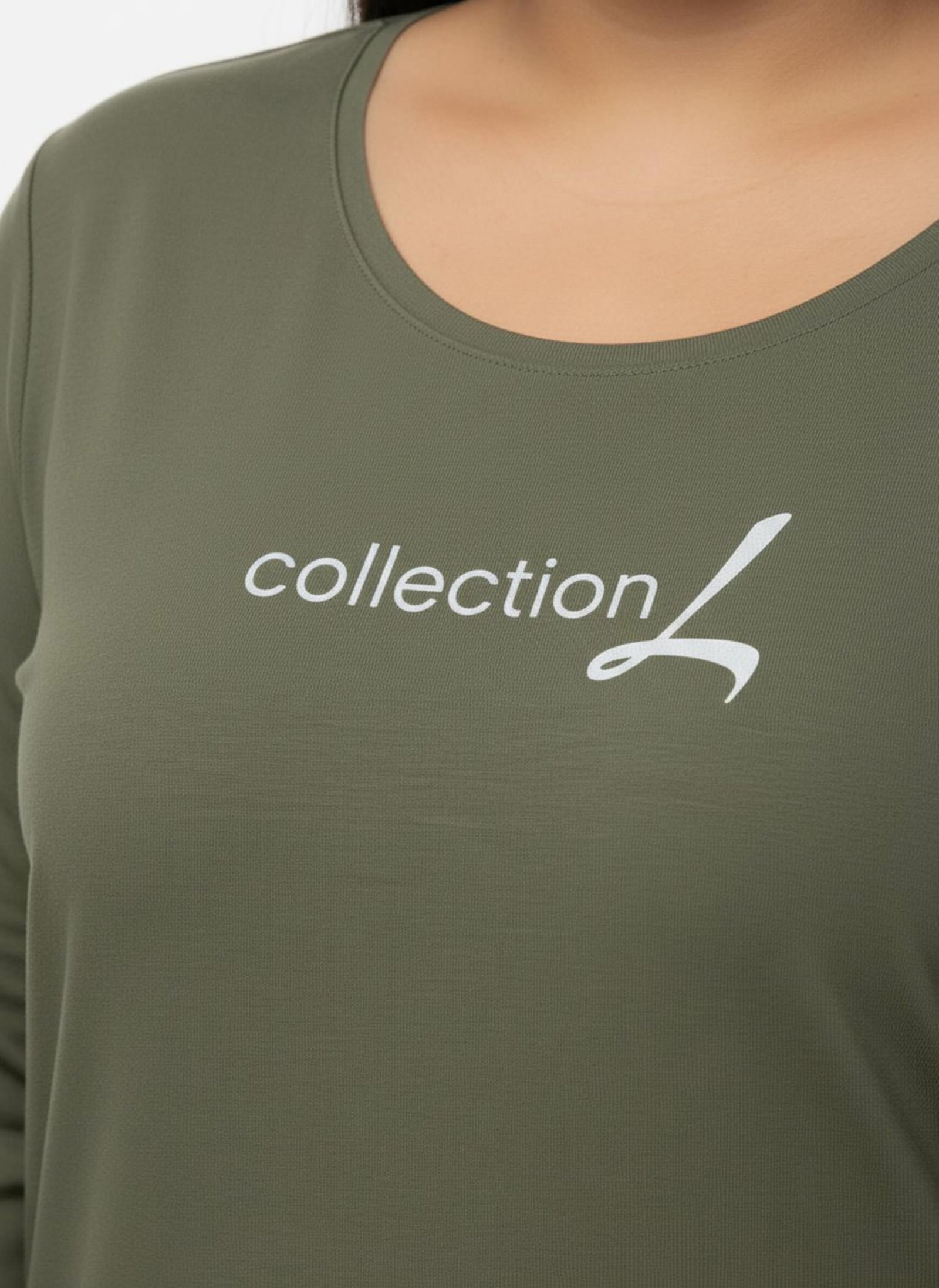 Langarmshirt mit Schriftzug - khaki