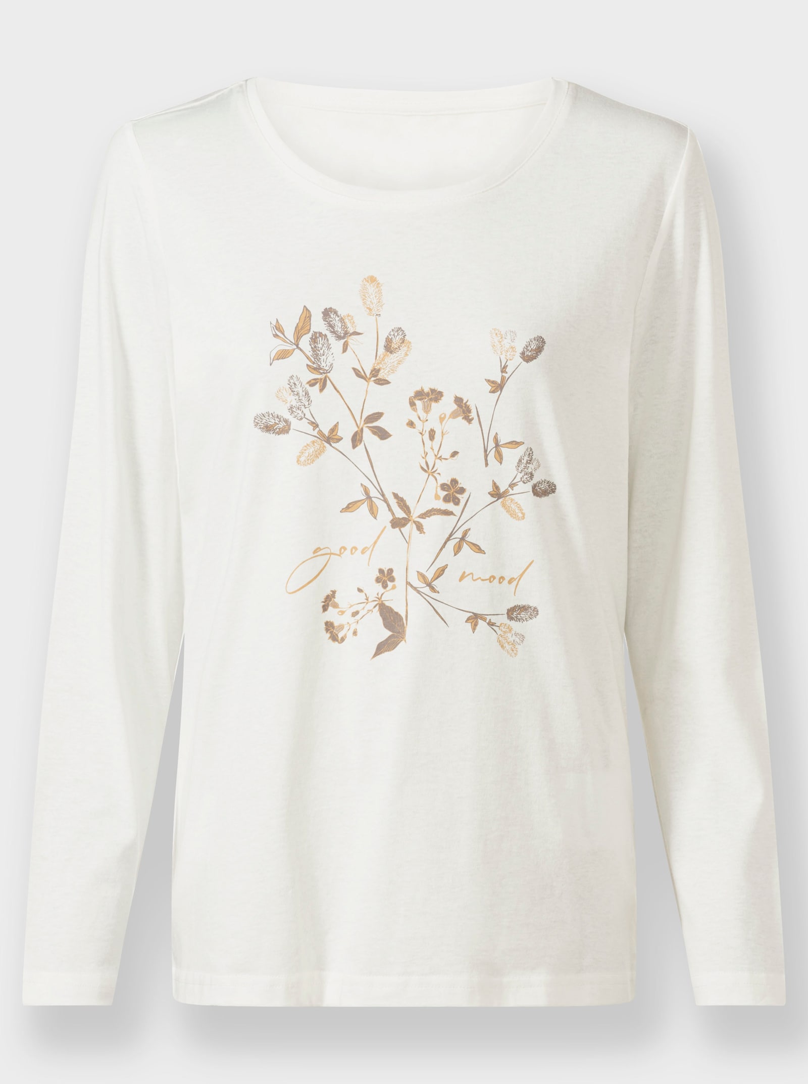 Rundhalsshirt mit Blumen-Dessin - ecru-bedruckt
