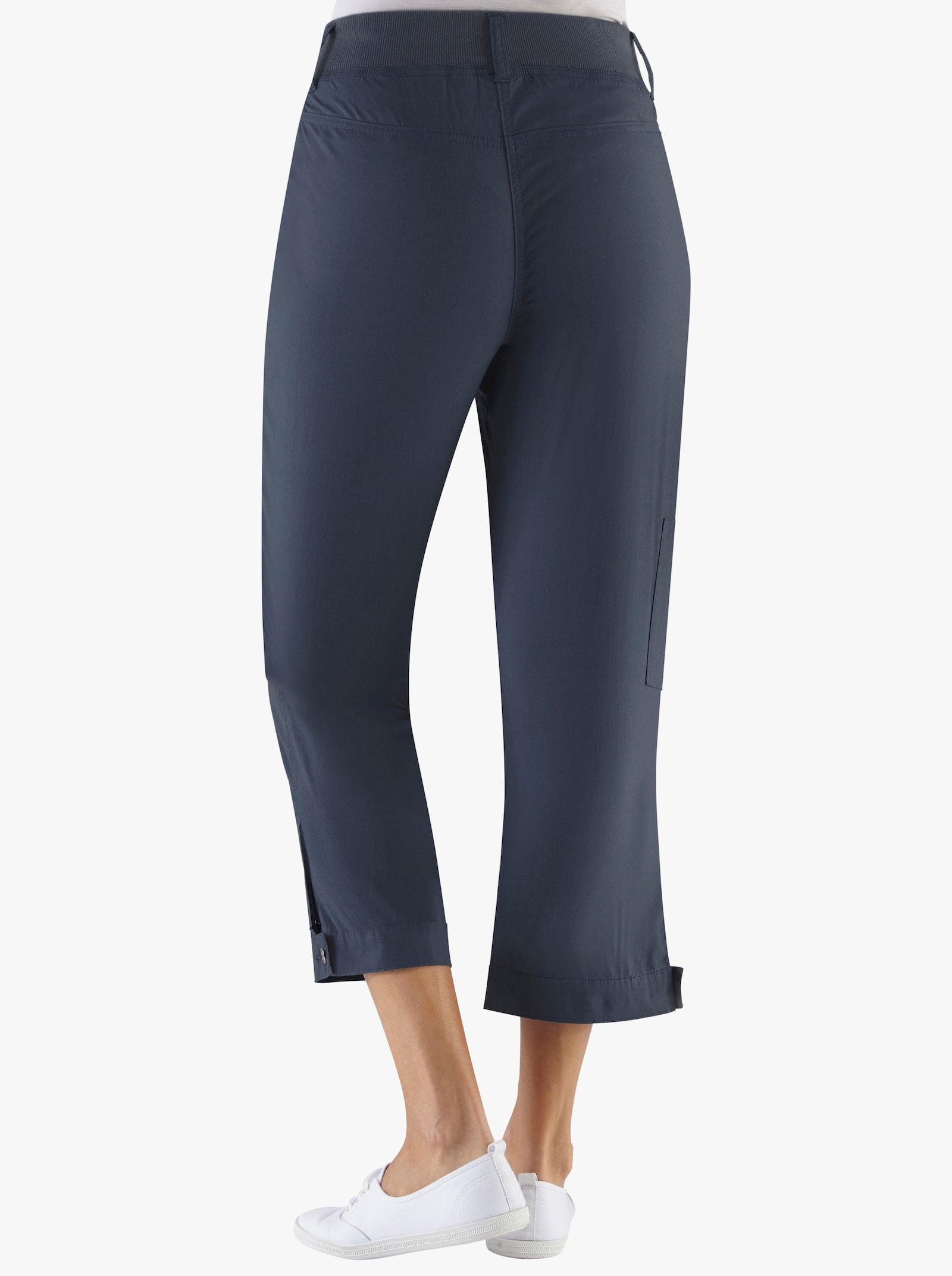 Stretchbroek met rits aan de pijpzoom - jeansblauw