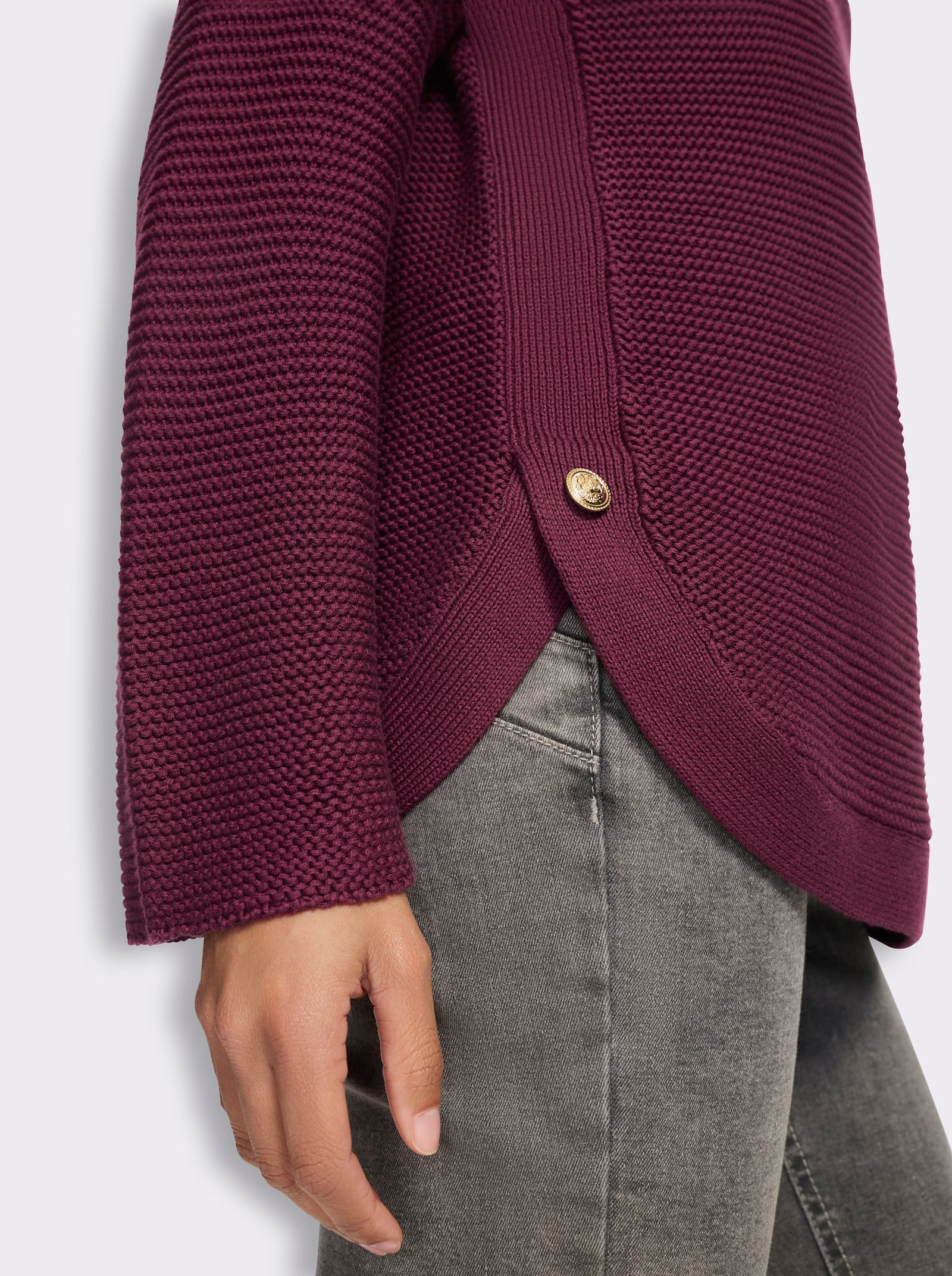 heine Langarm-Pullover mit Seitenschlitzen - bordeaux