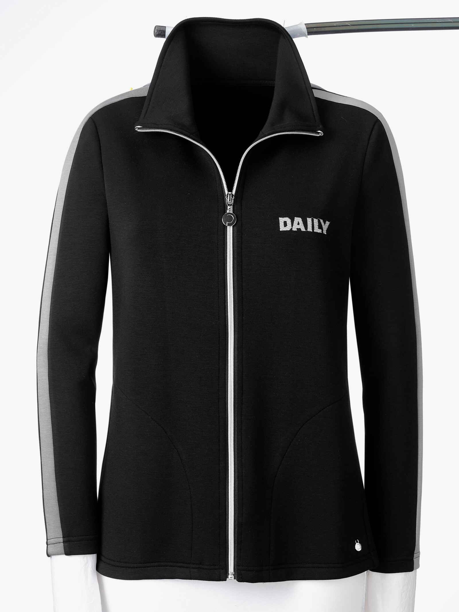 CREATION L PREMIUM Jacke mit Kontrastband - schwarz-steingrau