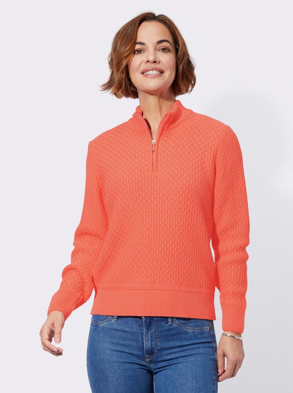 Pullover met lange mouwen - koraal