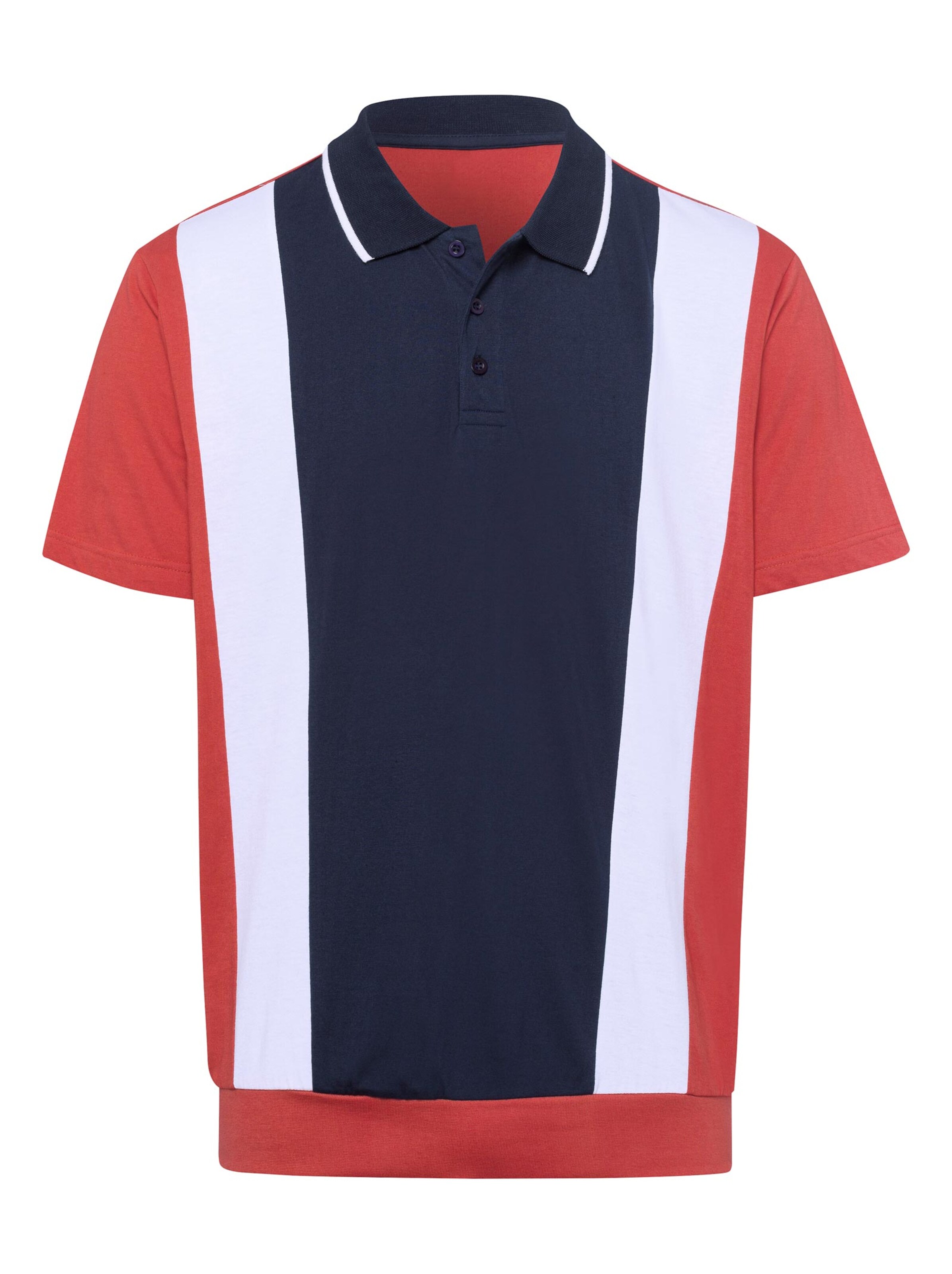 Poloshirt - rostrot-weiß-marine