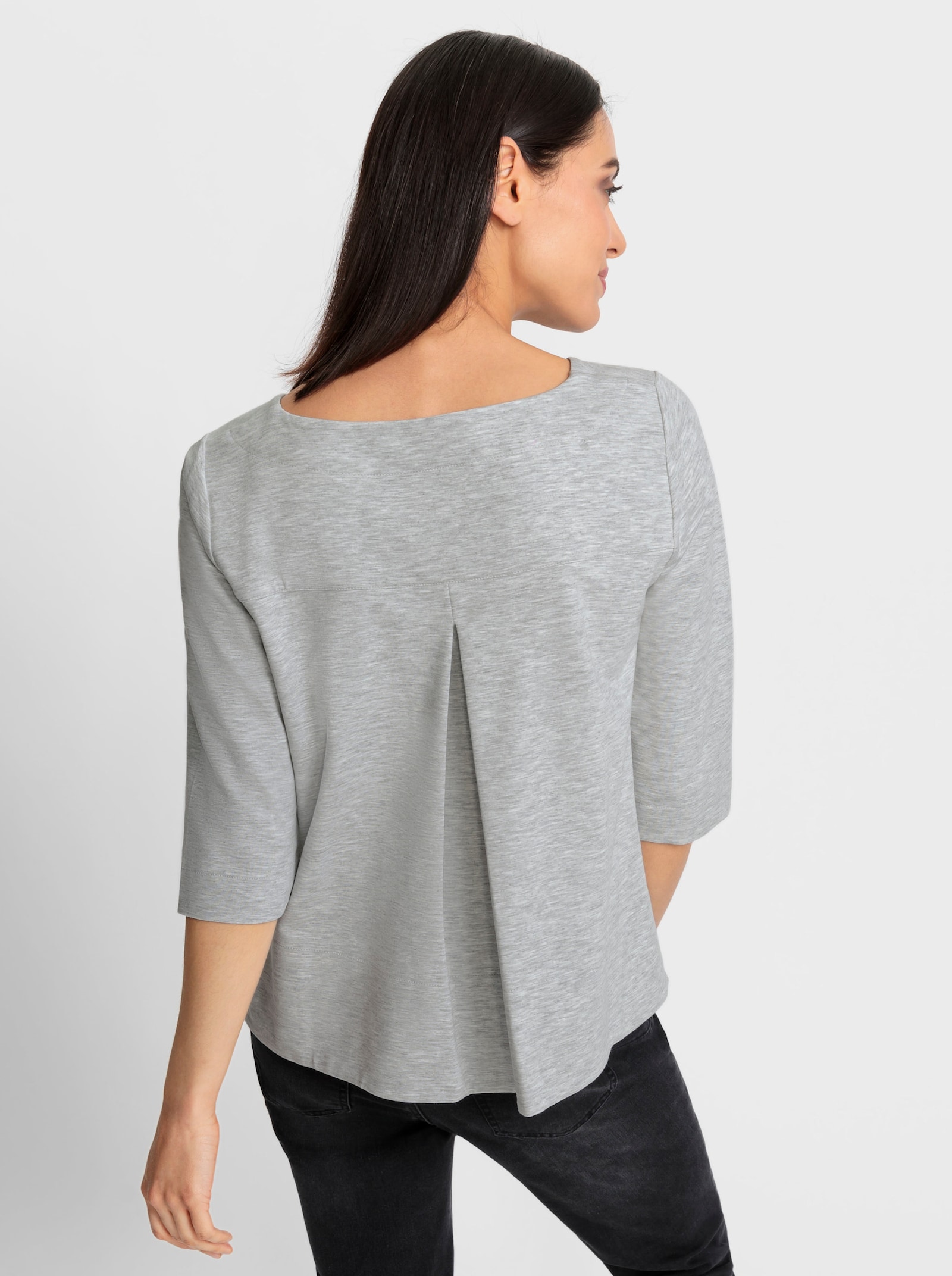 heine Shirt met 3/4-mouwen en ronde hals - steengrijs/gemêleerd