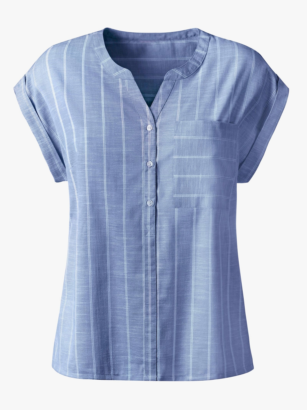 Comfortabele blouse - hemelsblauw gestreept