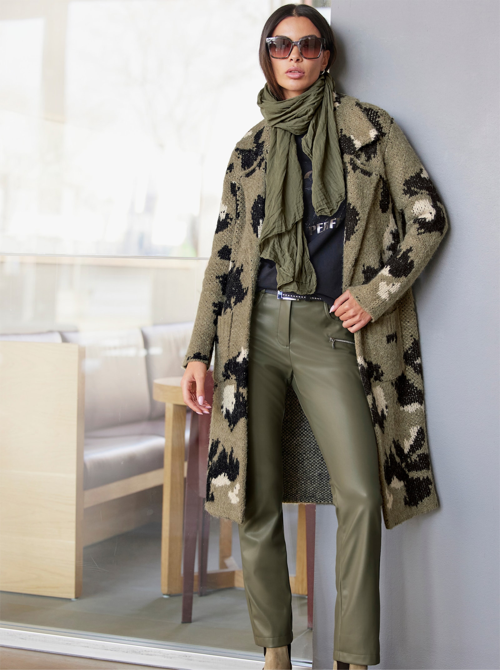 heine Lederimitathose im 5-Pocket-Style - khaki